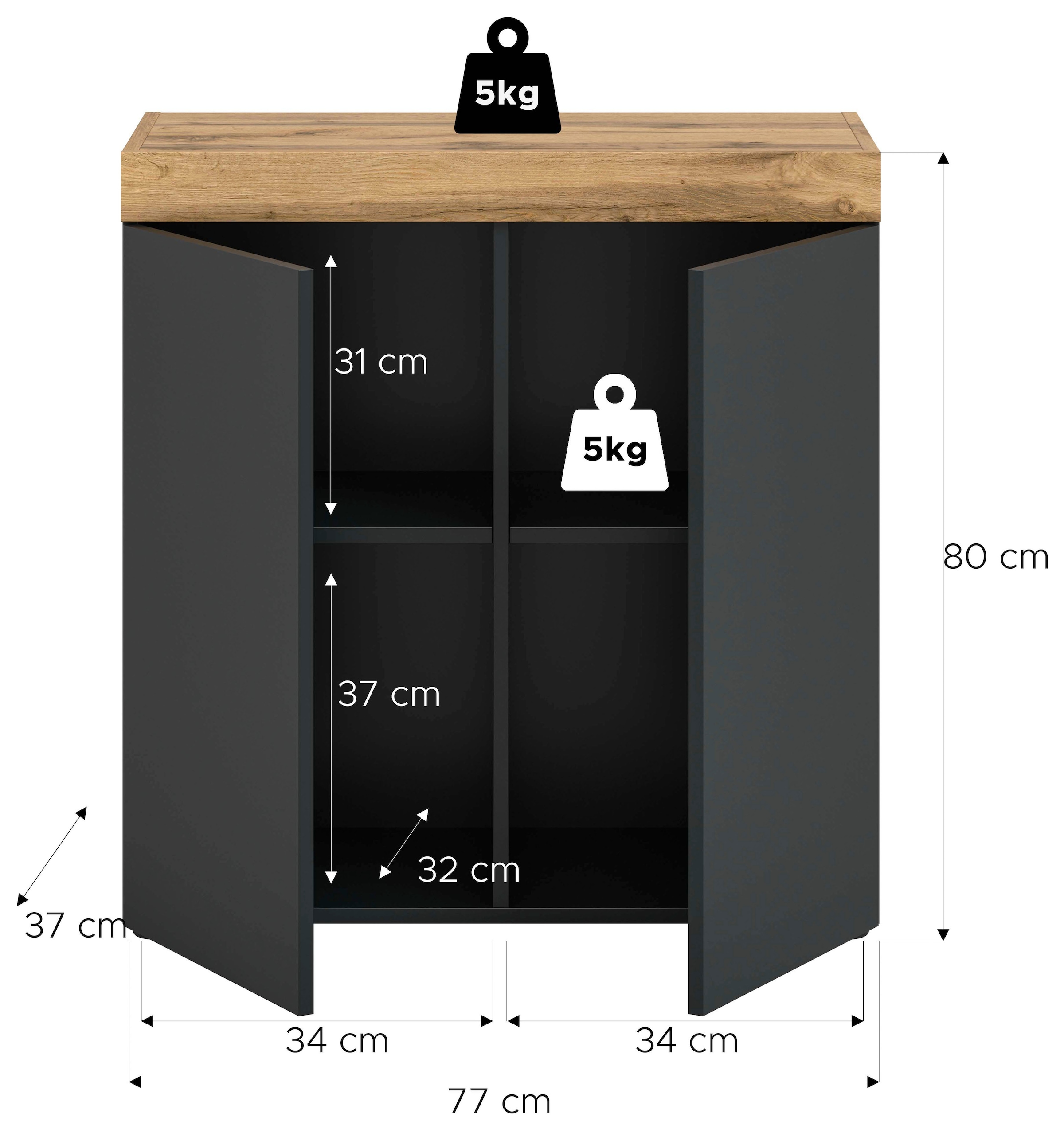 GOODproduct Commode »MAMBO, TOPSELLER!, Breite 77 cm, 2 Türen, 2 Einlegeböden« 1 cuis tlg. Commode, buffet, salon, chambre à coucher