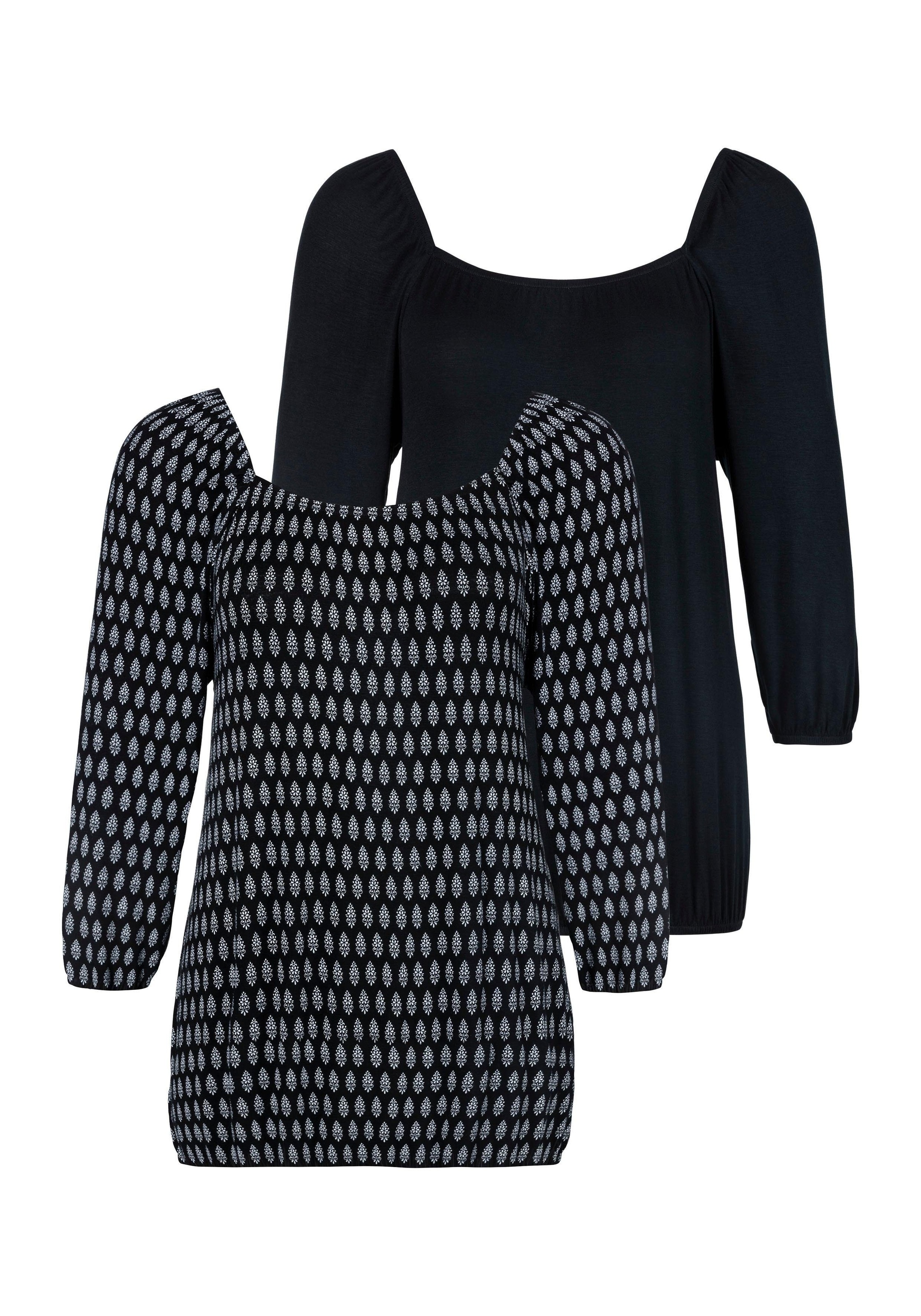 Image of LASCANA T-Shirt, (2er-Pack), mit karreeförmigem Ausschnitt bei Ackermann Versand Schweiz