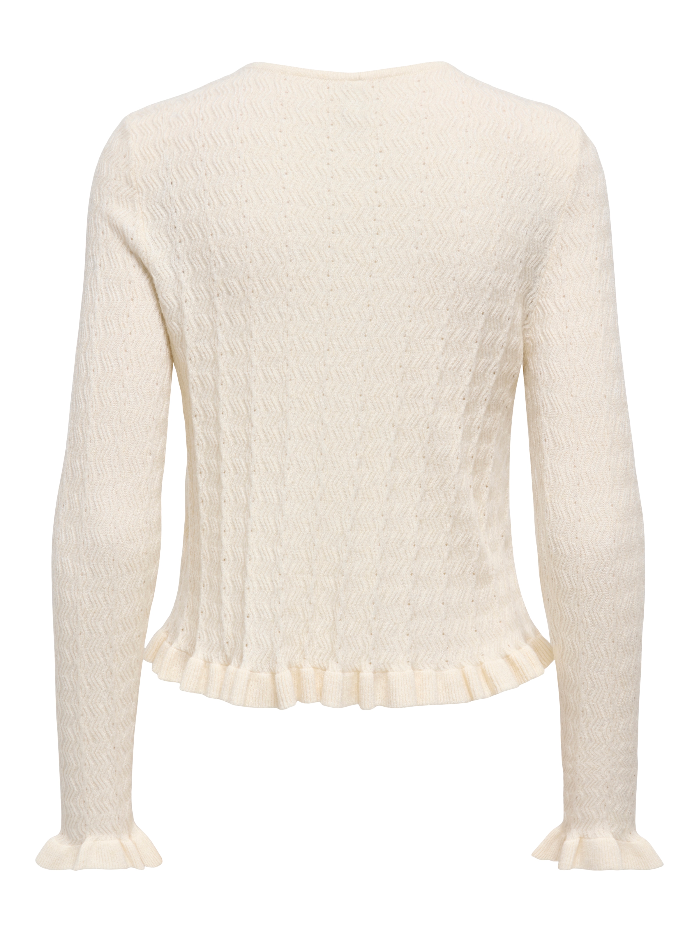 ONLY Veste en tricot »ONLIBI LS O-NECK FRILL CARDI EX KNT« mélange viscose, coupe régulière
