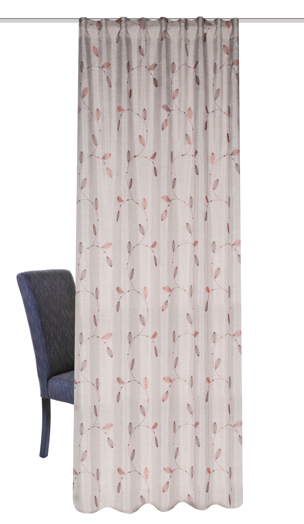 HOME WOHNIDEEN Vorhang »FOGLIO« Multifunktionsband 1 Stk. tlg. Kombibandschal, Leinenoptik, bestickt