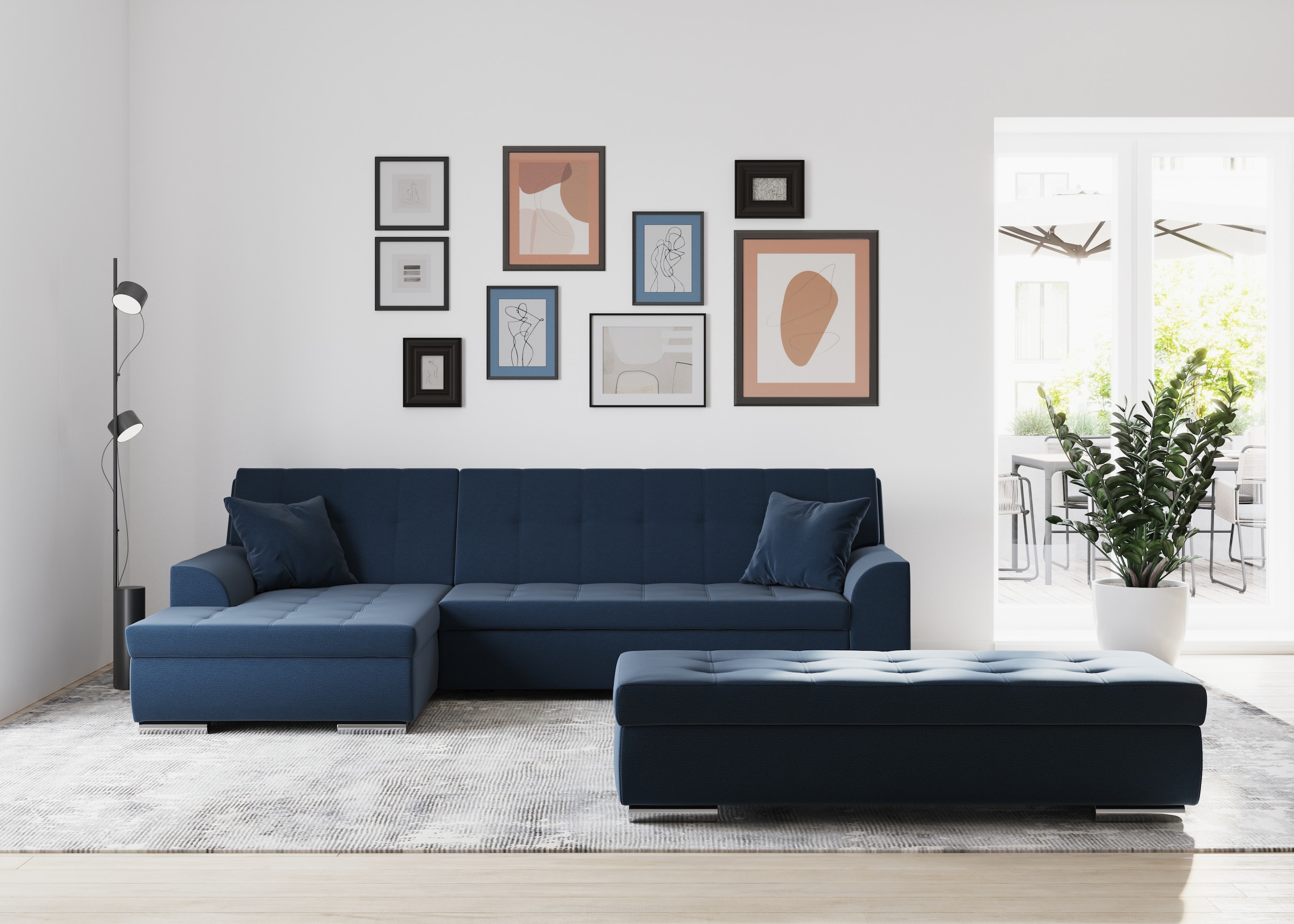 DOMO collection Ecksofa »TREVISO viele Bezüge, auch in Cord, L-Form, 267x178 cm« wahlw. mit Bettfunktion, inkl. Zierkissen, Unser Dauertiefpreis