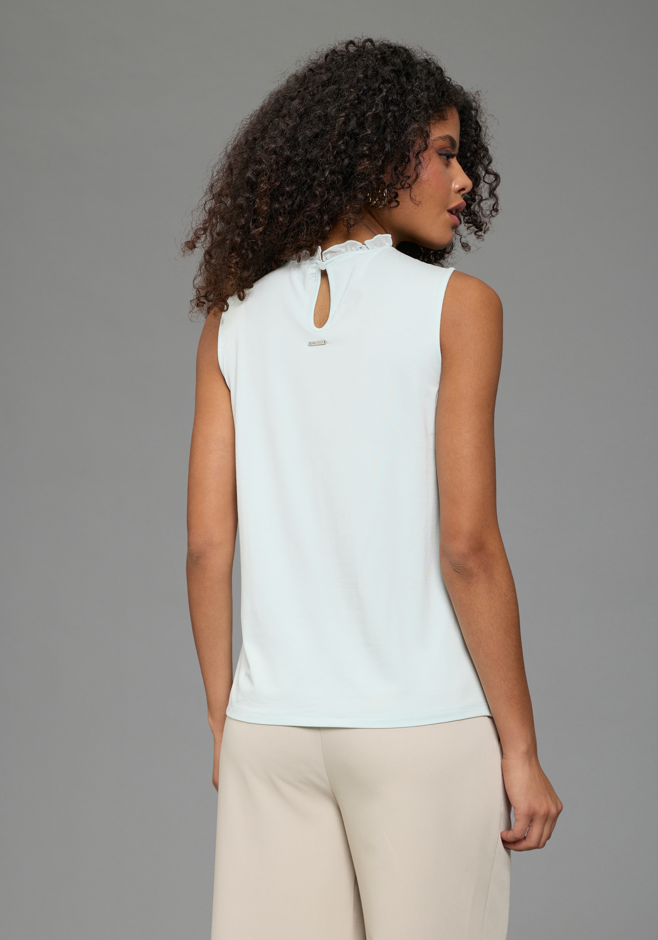 Laura Scott Chiffonbluse mit Rüschen-Applikationen und gepunktetem Chiffon