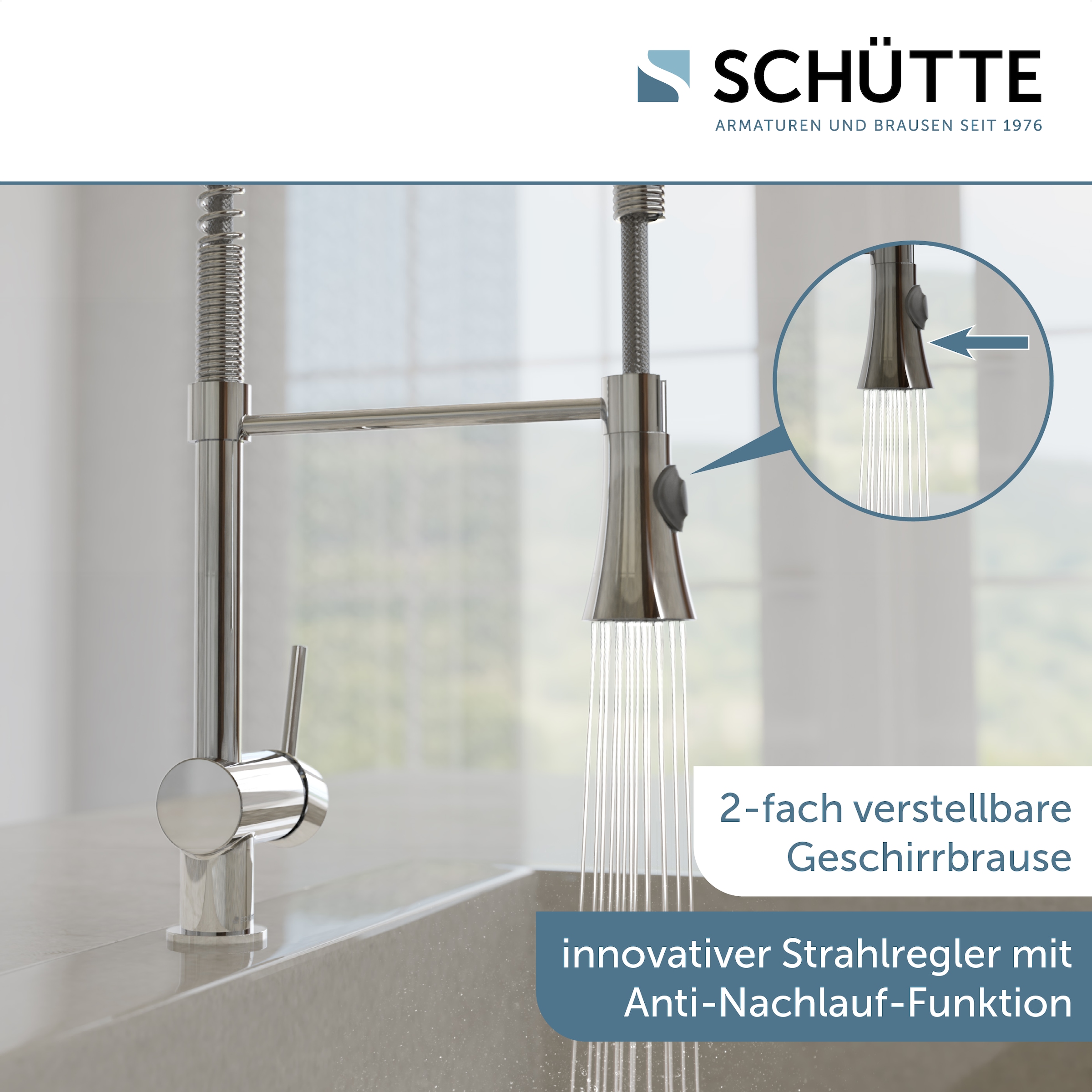 Schütte Robinet d'évier »CORNWALL« Robinetterie basse pression cuisine, robinet extractible, mitigeur, chrome