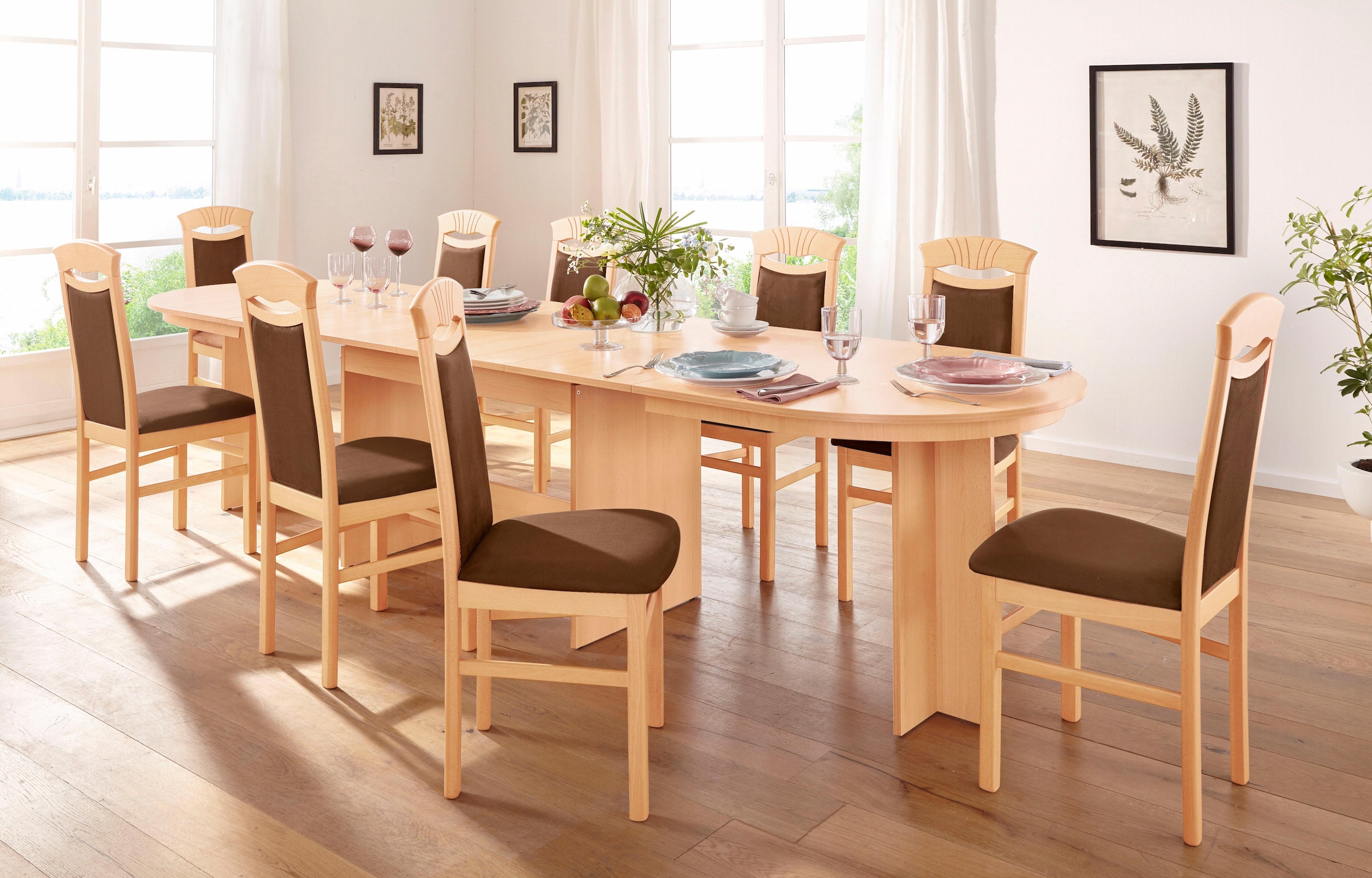 Home affaire Esszimmerstuhl »Franz«, (Set), 2 St., Microfaser, strapazierfähige Microfaser, Gestell Buche natur oder weiss, Holzstuhl