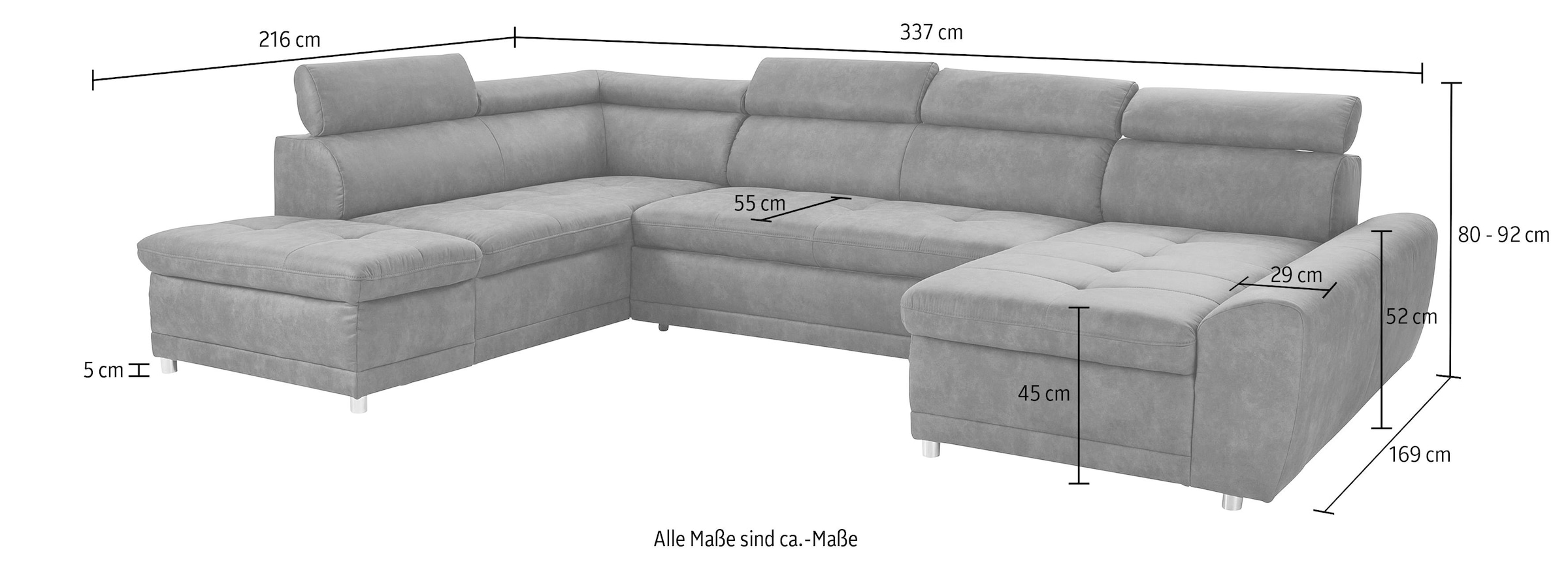 sit&more Wohnlandschaft »Riva U-Form«, wahlweise mit Bettfunktion