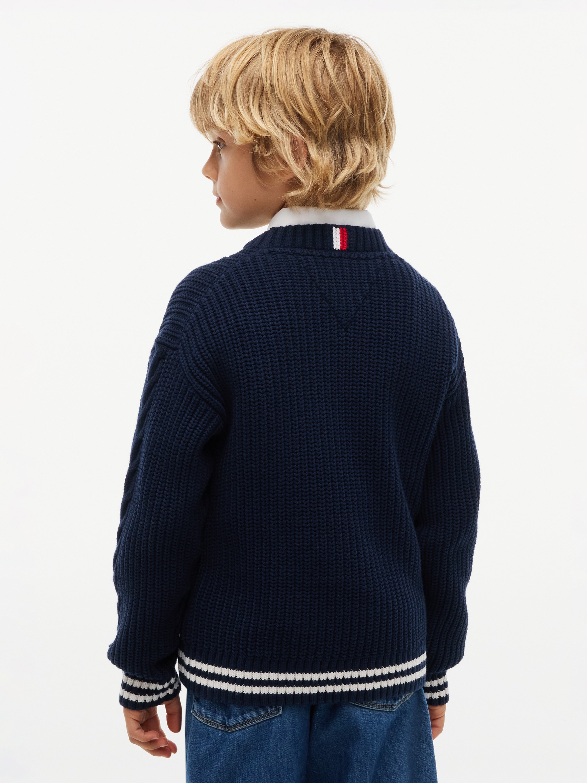 Tommy Hilfiger Pull en tricot col rond, coupe régulière, poignets côtelés, enfants jusqu'à 16 ans