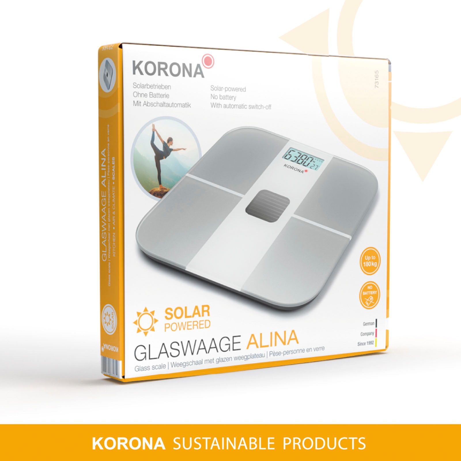 KORONA Personenwaage »73165 Alina«, Batterielose Solarwaage, Nachhaltig