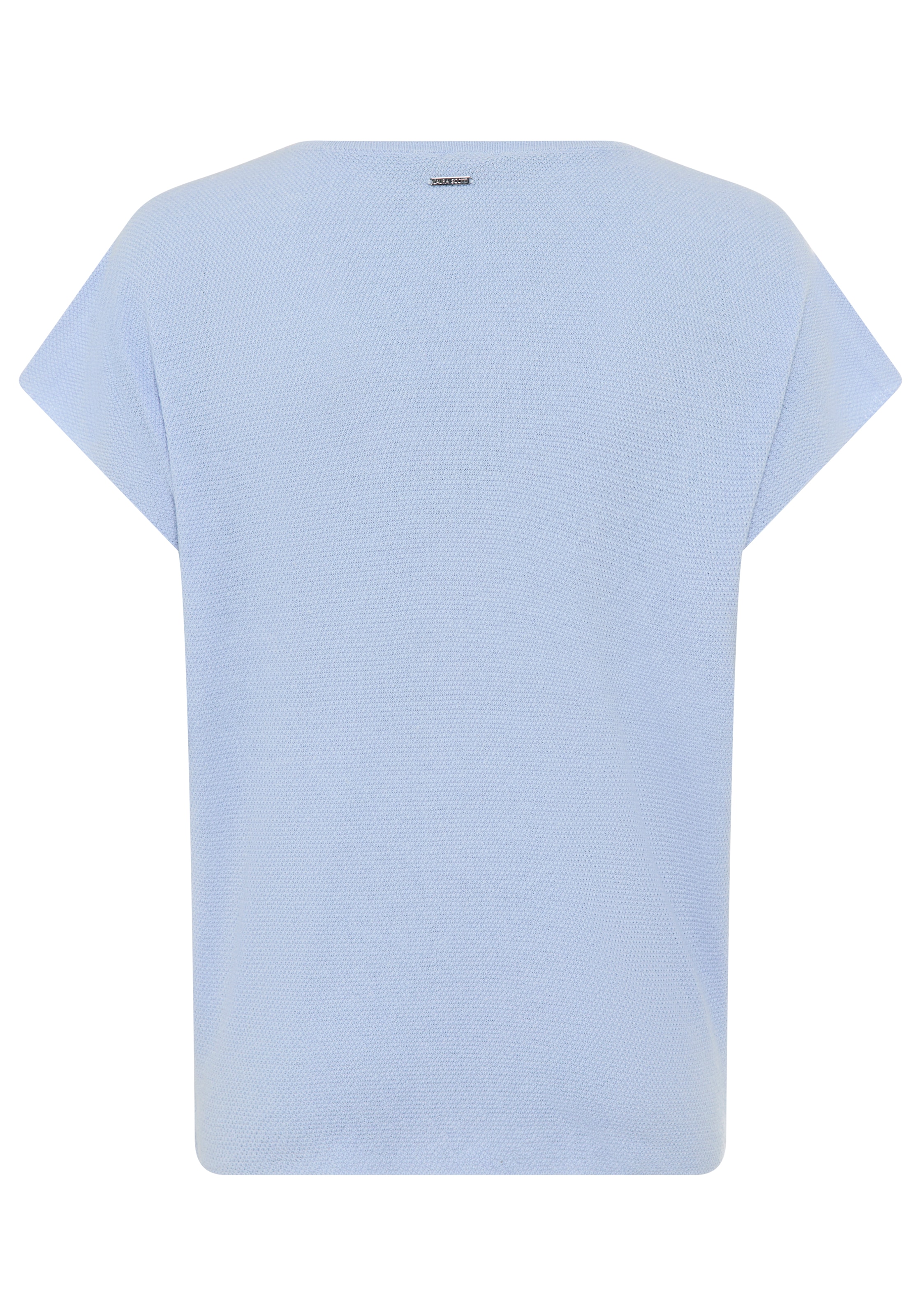Laura Scott Pull à manches courtes »aus sommerlich leichtem Perlstrick in Shirt-Form« mit moderner, lässiger Passform und schönem V-Ausschnitt