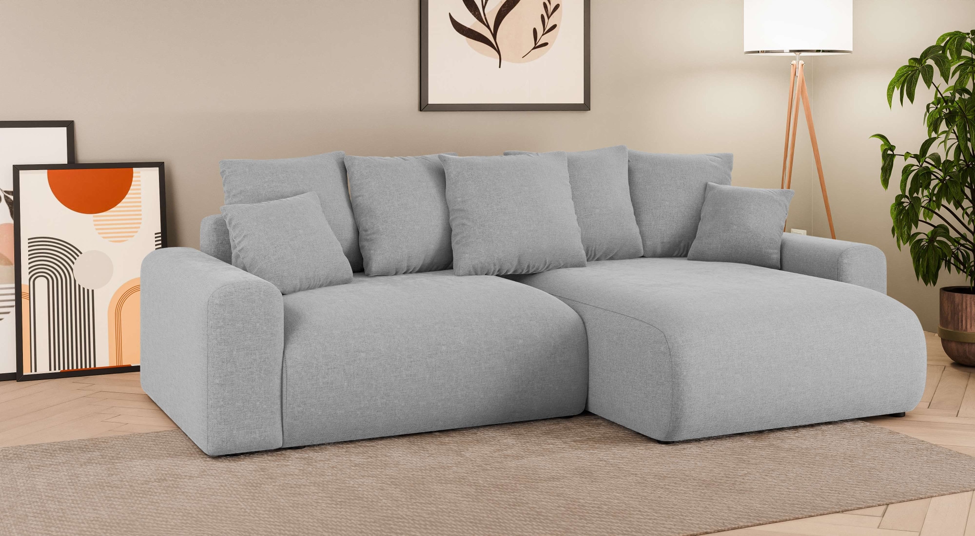 Home affaire Ecksofa »LAKESIDE klein mit Bettfunktion und Bettkasten, B/T/H 235/142/84 cm«, L-Form, Recamiere beidseitig montierbar, mit Wellenunterfederung
