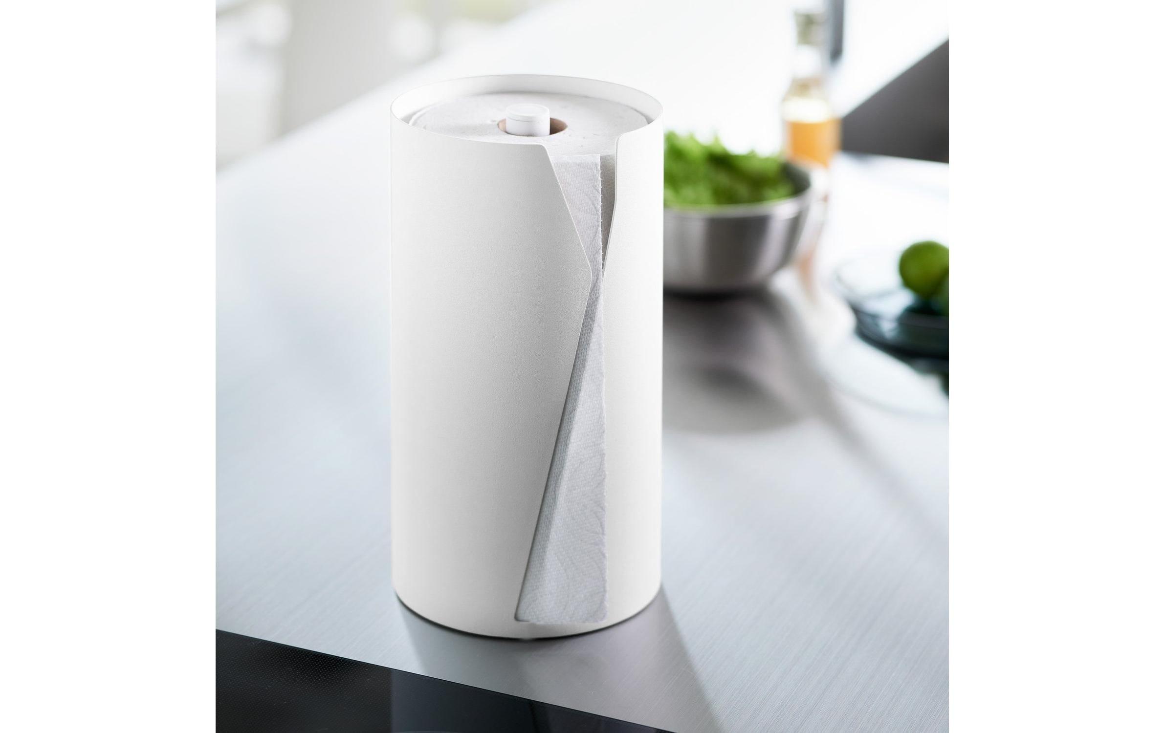 Yamazaki Porte-rouleau de cuisine »Tower 16 x 16 x 30.2 cm« Runder Küchenrollenhalter aus Stahl mit beschwerter Basis