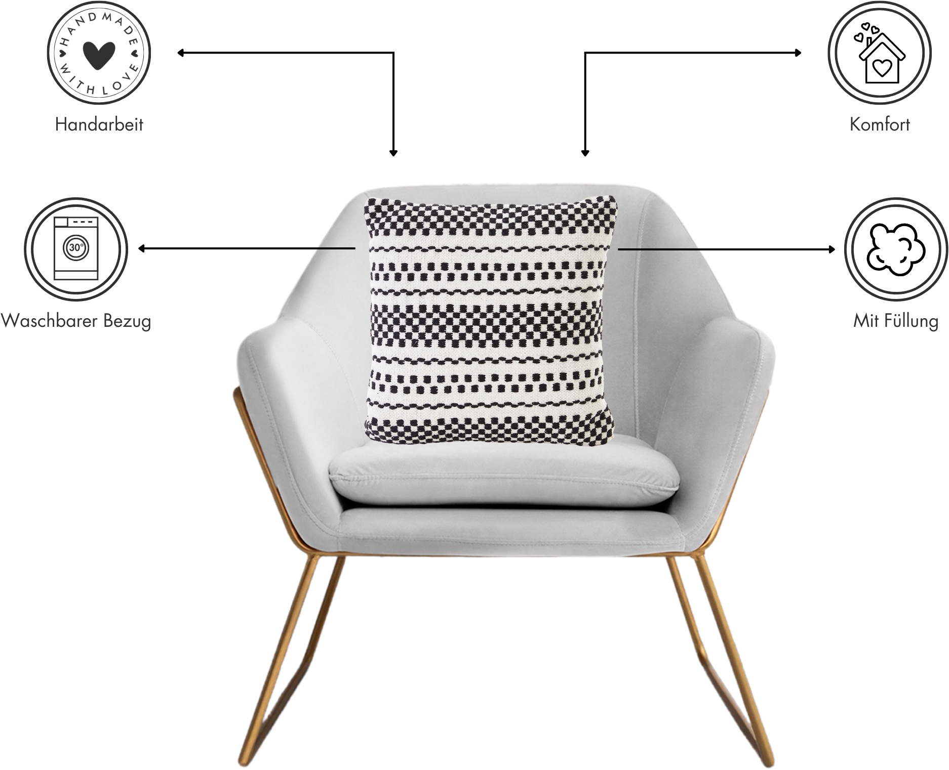 Andiamo Dekokissen »Malena« Ethnomuster, Sofakissen, Kissenhülle mit Füllung, eckig, 45x45 cm