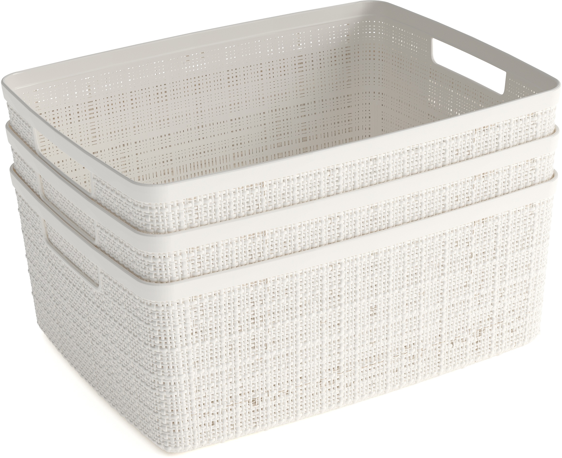 Image of Curver Aufbewahrungsbox, (Set, 3 St.), multifunktional,Tragegriff,stapelbar, 100% Recyclingmaterial,12 L bei Ackermann Versand Schweiz