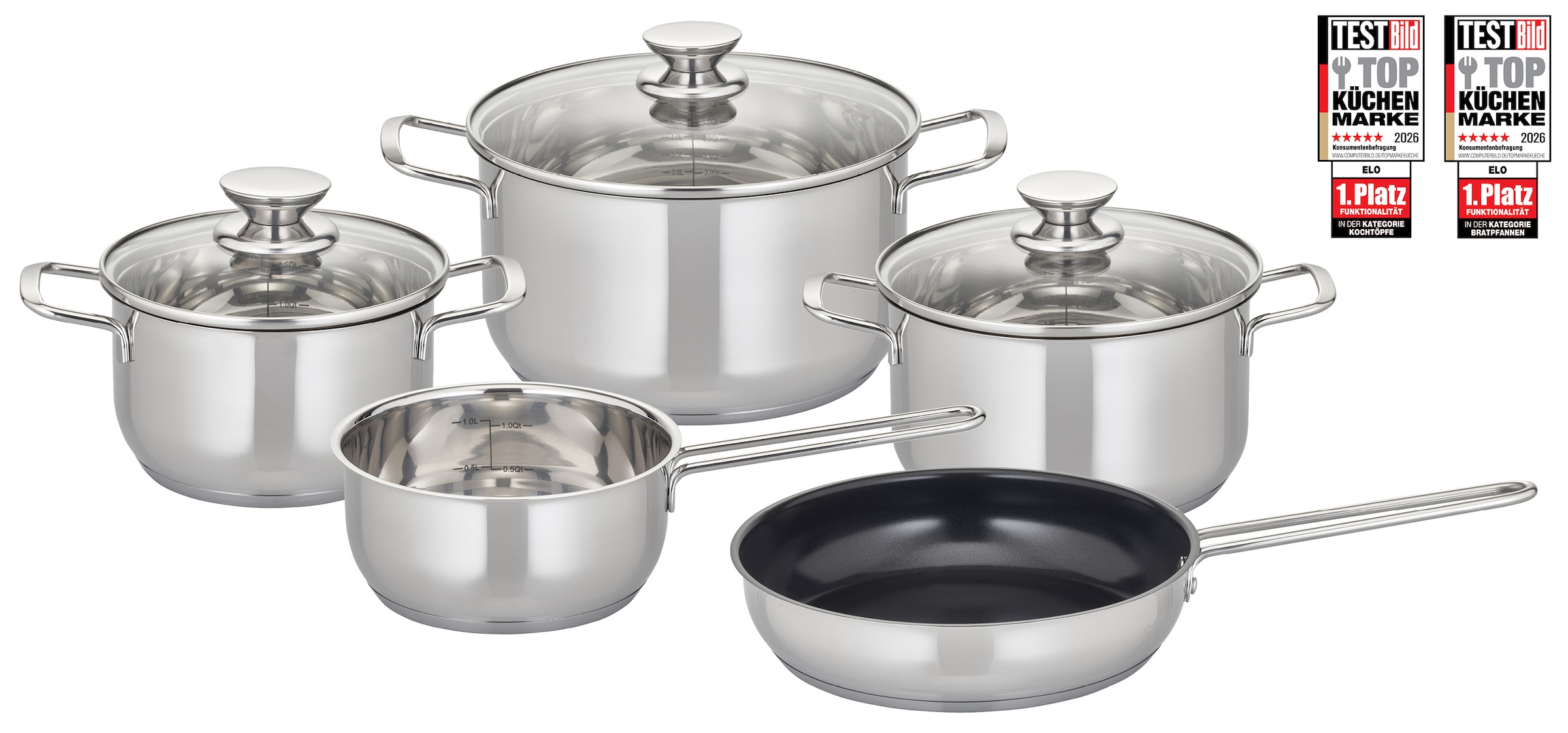 Image of Elo Topf-Set "Elo Therm Topfset 5-teilig" Set, 8 Stk. tlg. Edelstahl