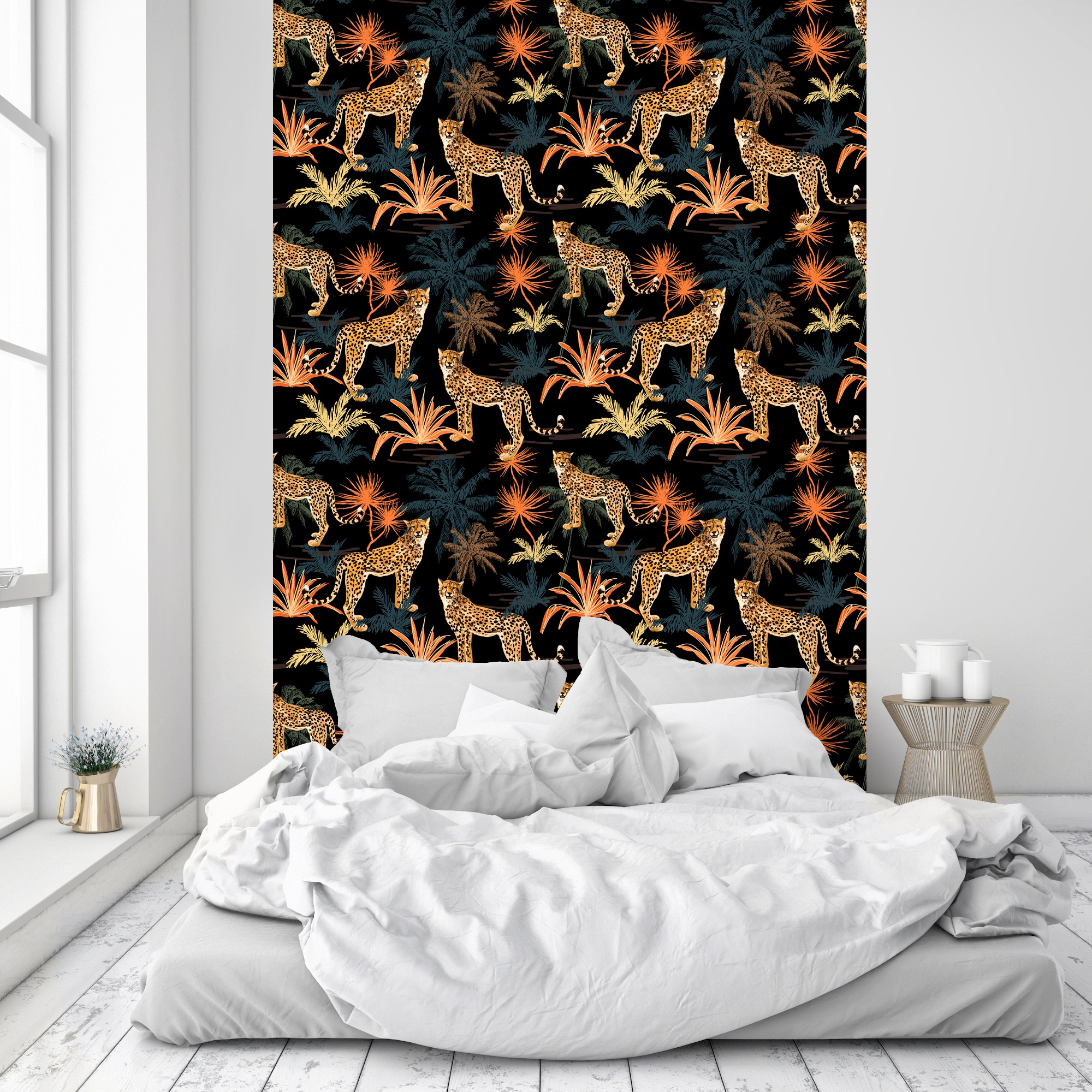 queence Vinyltapete »Helene«, bedruckt-Motiv-Barock-Kunst-Wald-natürlich-animal print, 90x250cm, selbstklebend, kinderleichte Anbringung, Sticker