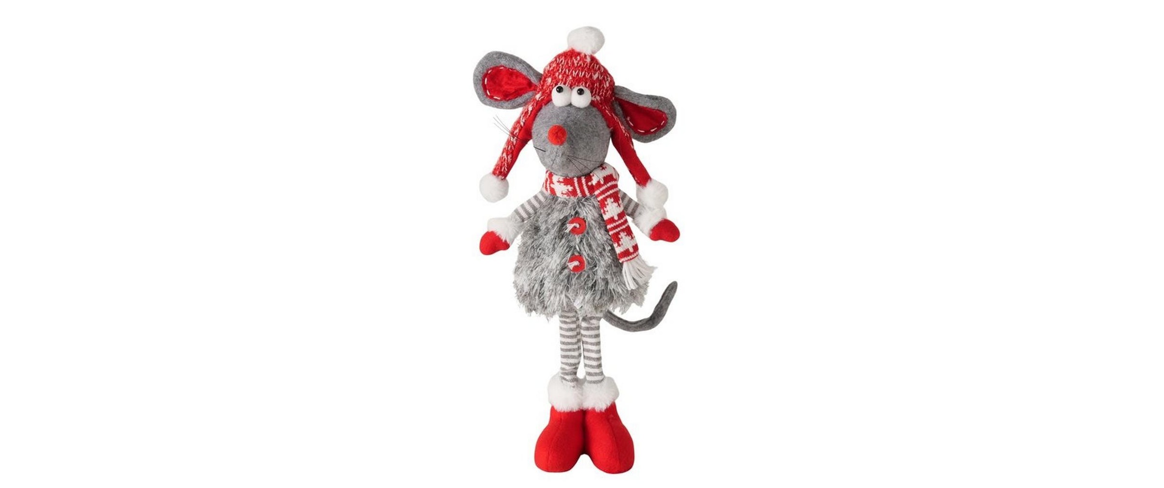 Image of BOLTZE Weihnachtsfigur "Dekofigur Maus Helgy Grau/Rot"