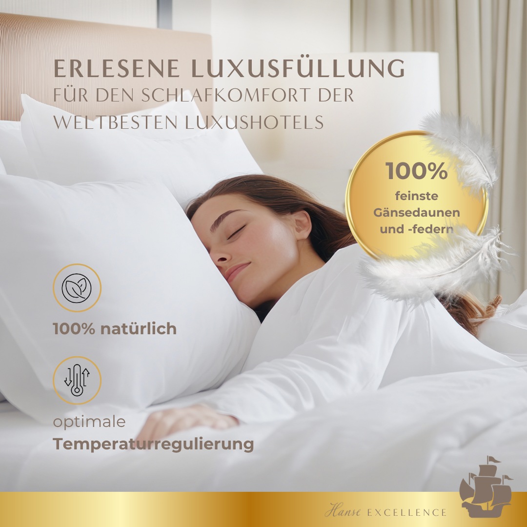Hanse mit Kogge 3-Kammer-Kopfkissen »Hanse Excellence Gänsedaunenkopfkissen, Luxusqualität, Made in Germany« Füllung: Aussenkammern: 100% Gänsedaunen; Innenkammer: 100% Gänsefedern 1 Stk. tlg.