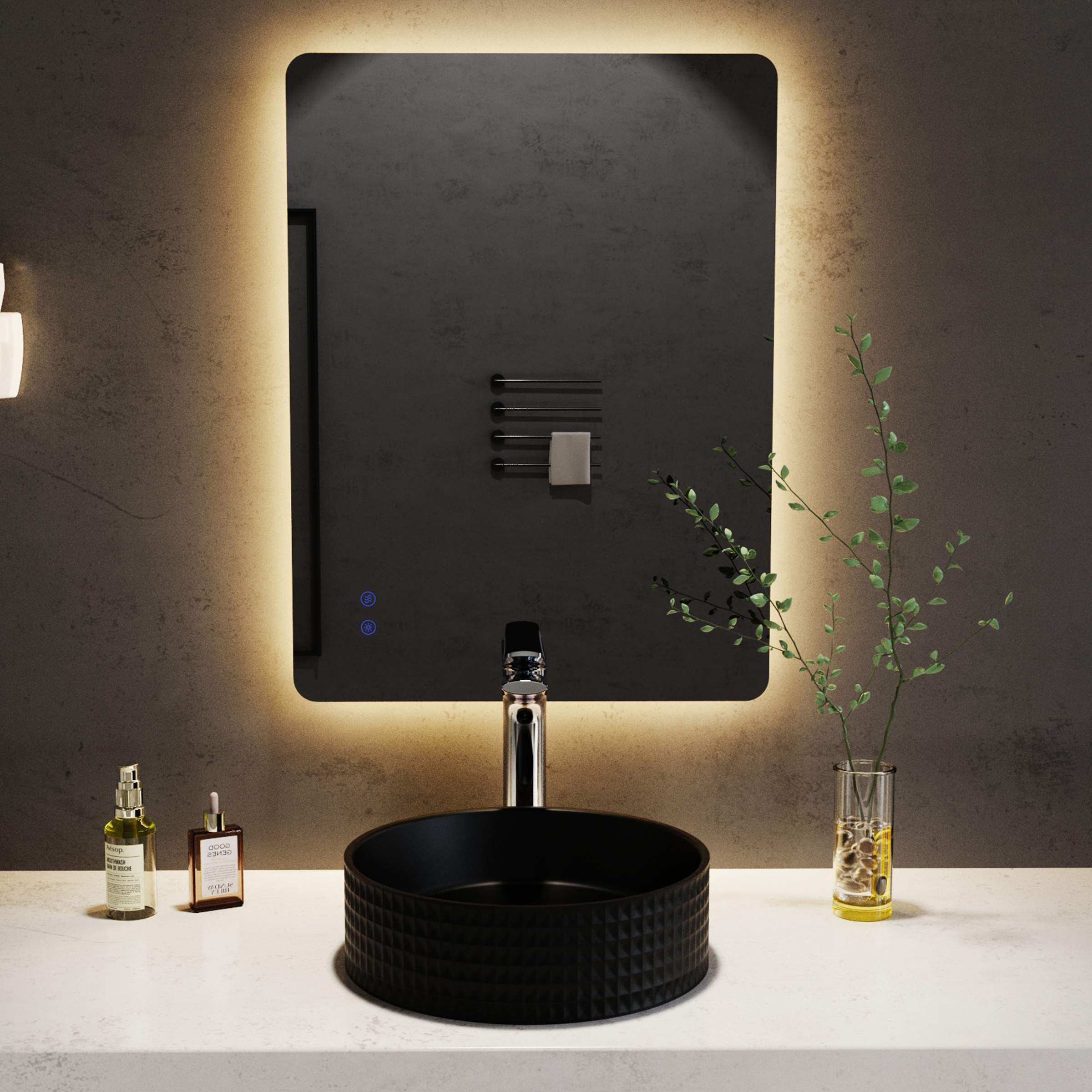 Image of welltime LED-Lichtspiegel "Toledo eckig, Spiegel mit LED Beleuchtung, Badspiegel" mit Anti-Fog Beschichtung