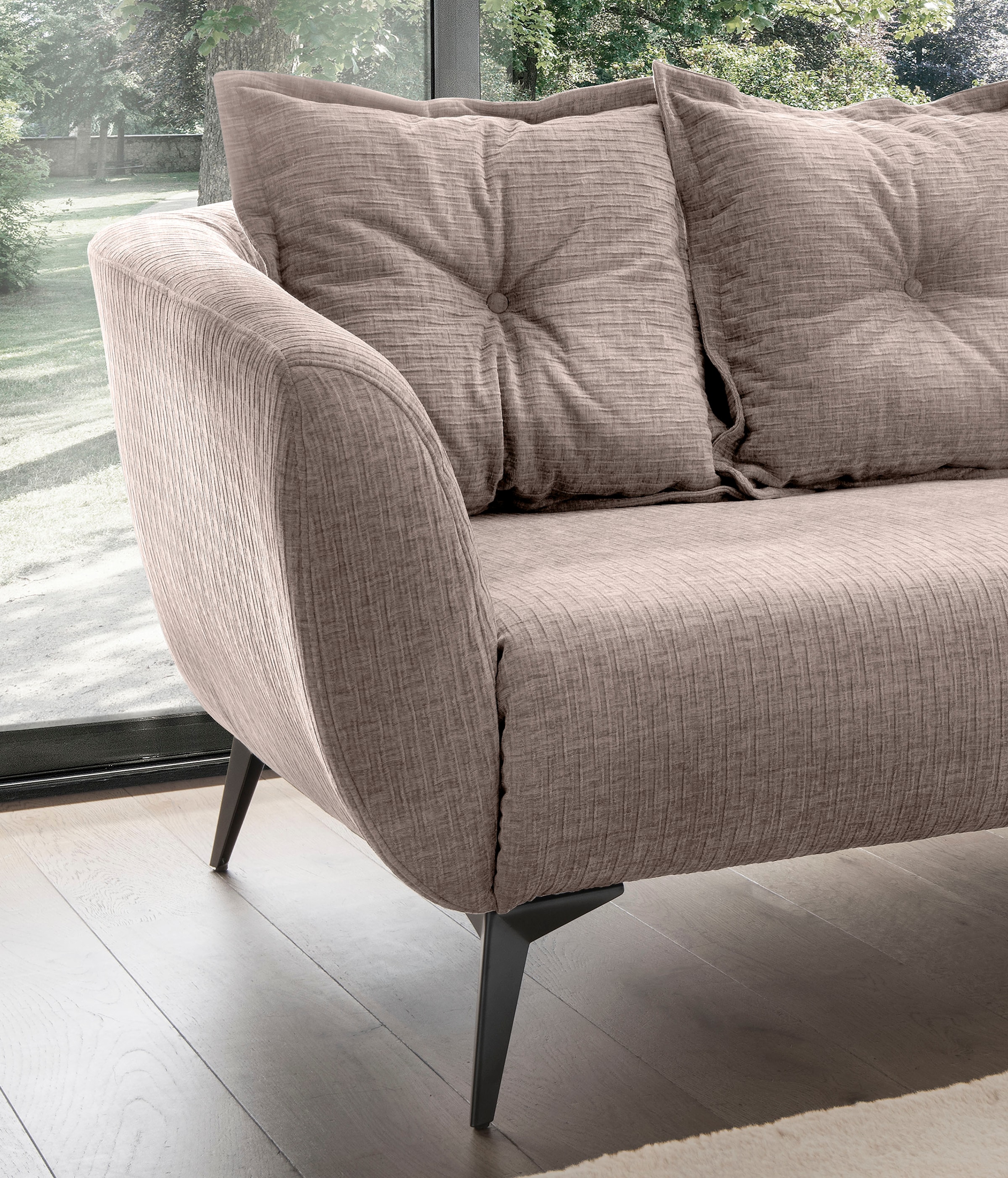Home affaire 3-Sitzer »Baggio Breite 236 cm, modernes Sofa, hoher Fuss, bequem« schwarze Metallfüsse