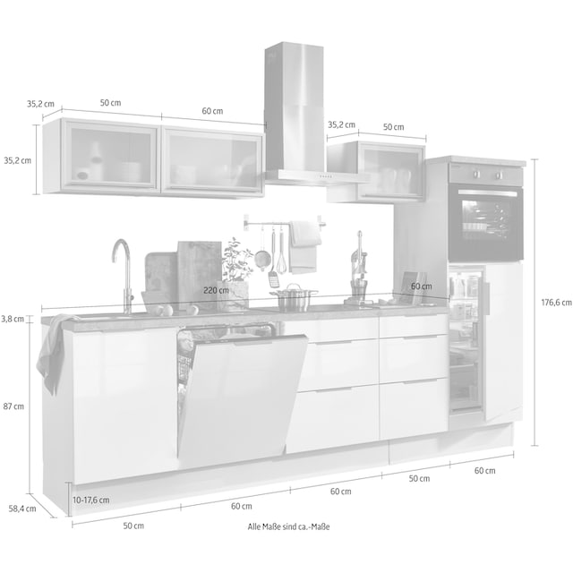 ♕ OPTIFIT Küchenzeile »Tara«, ohne E-Geräte, mit Vollauszug und  Soft-Close-Funktion, Breite 280 cm versandkostenfrei auf
