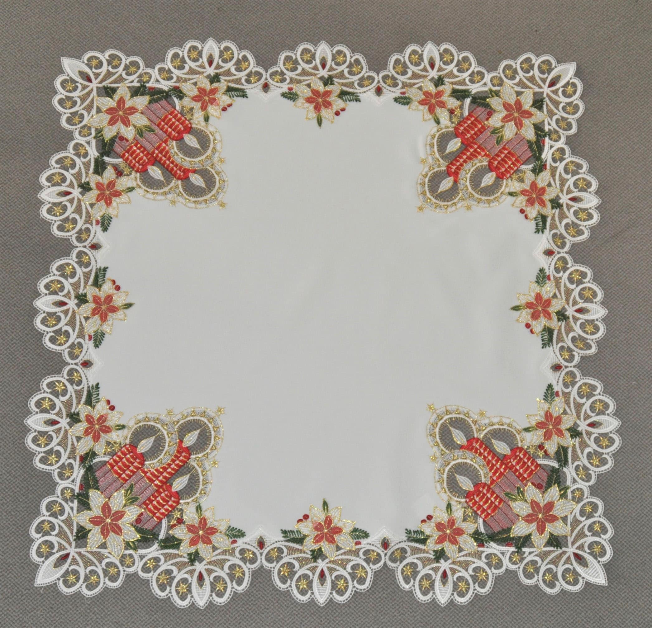 Image of Stickereien Plauen Mitteldecke "Tischdecke Kerzenschein" Plauener Spitze, Made in Germany