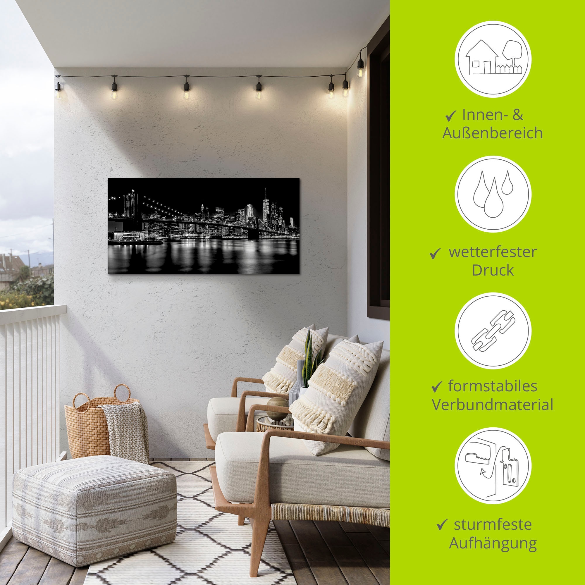 Artland Impression alu-dibond »Manhattan Skyline & Brroklyn Bridge« 1 cuis tlg. für Innen- und Aussenbereich geeignet, Outdoorbild