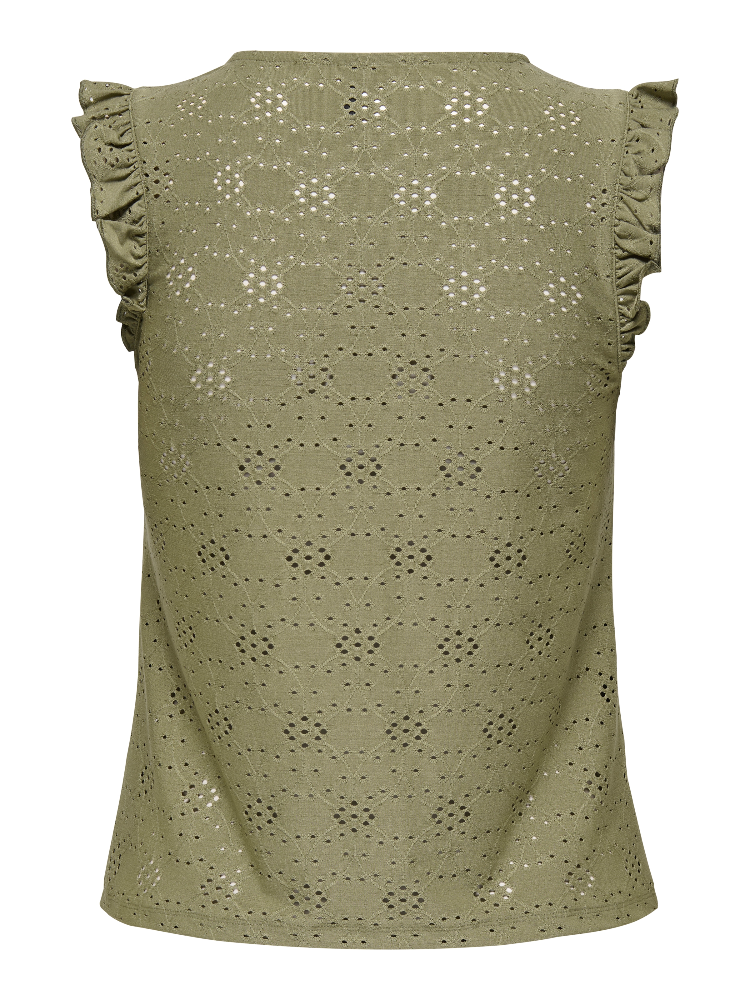 ONLY Haut de chemise »ONLSMILLA S/L FRILL TOP JRS« mélange de matières, coupe régulière, col rond