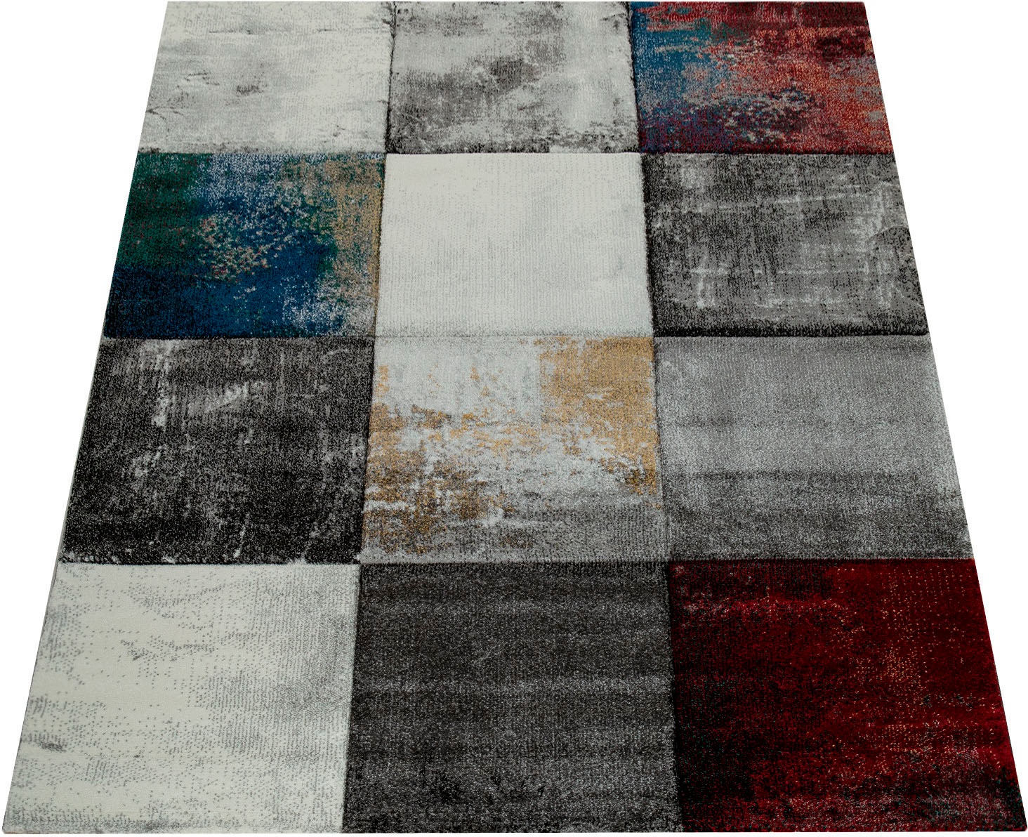 Image of Paco Home Teppich »Smaragd 751«, rechteckig, 18 mm Höhe, Kurzflor mit 3D-Design, kariert, Wohnzimmer bei Ackermann Versand Schweiz