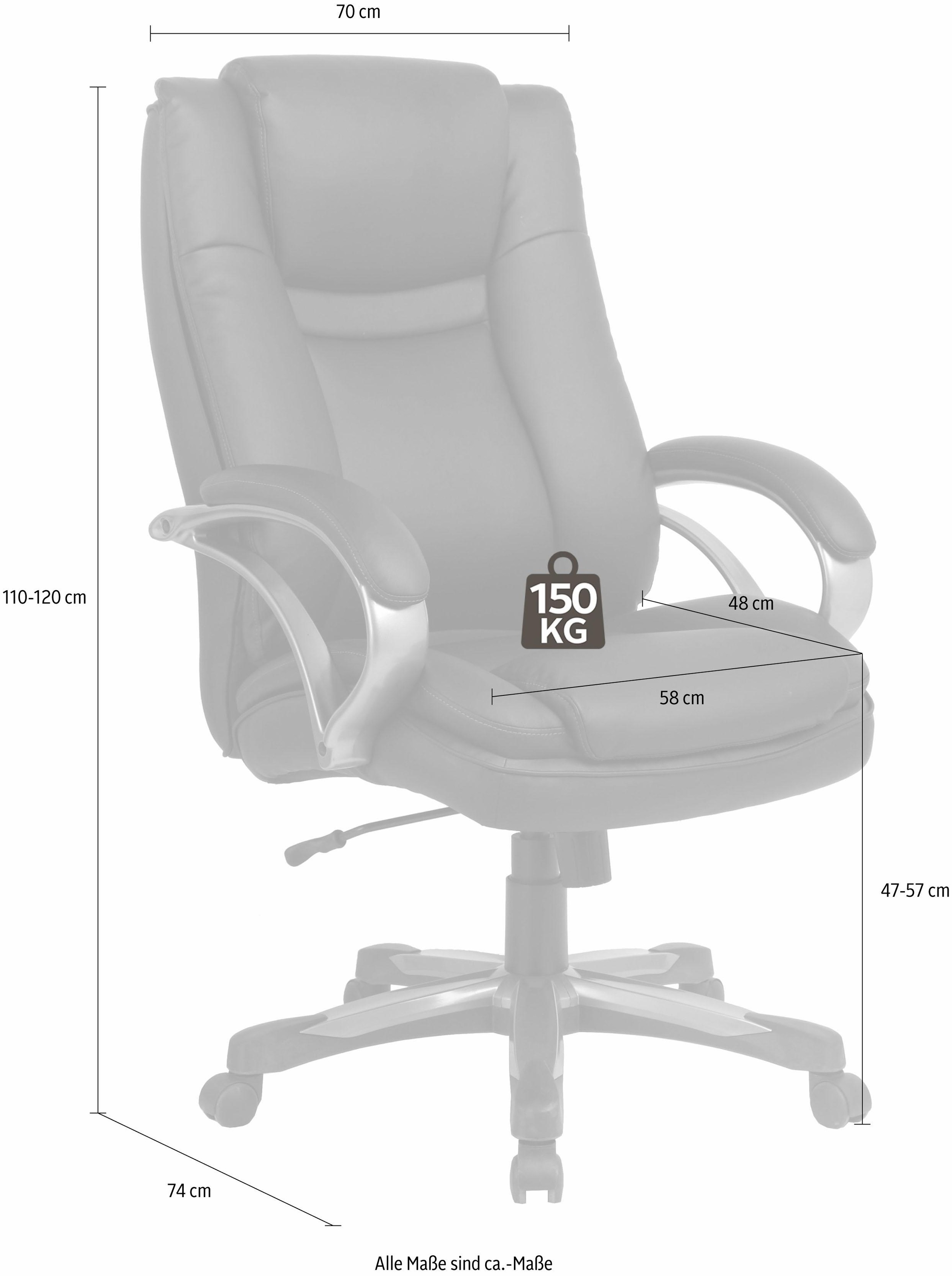 Homexperts Chefsessel »Bud XXL«, mit gepolsterten Armlehnen und Wippmechanik