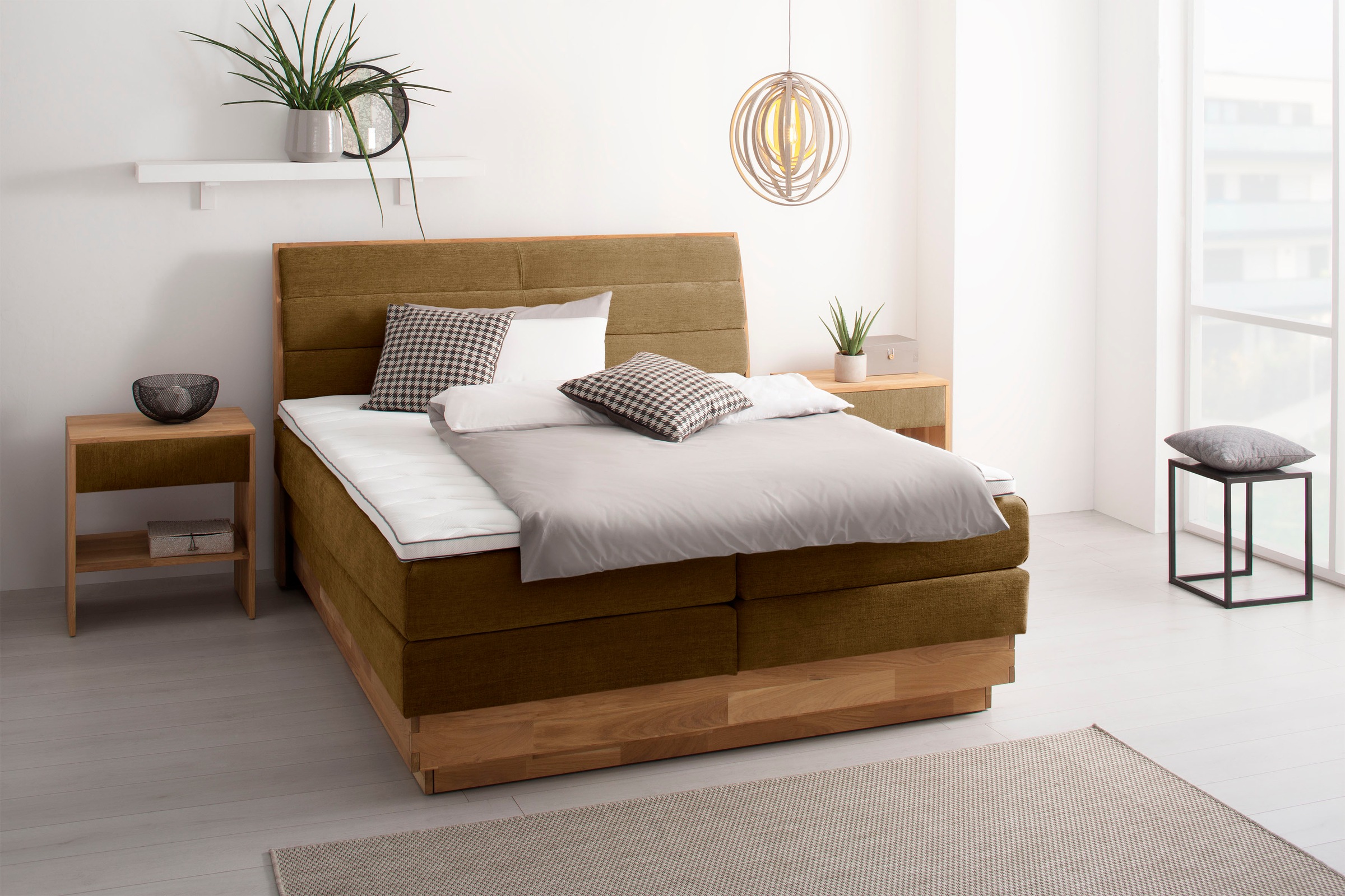 Image of GOODproduct Boxspringbett "Jenna" ohne LED-Beleuchtung, mit zertifizierten, recycelten Bezugsstoffen