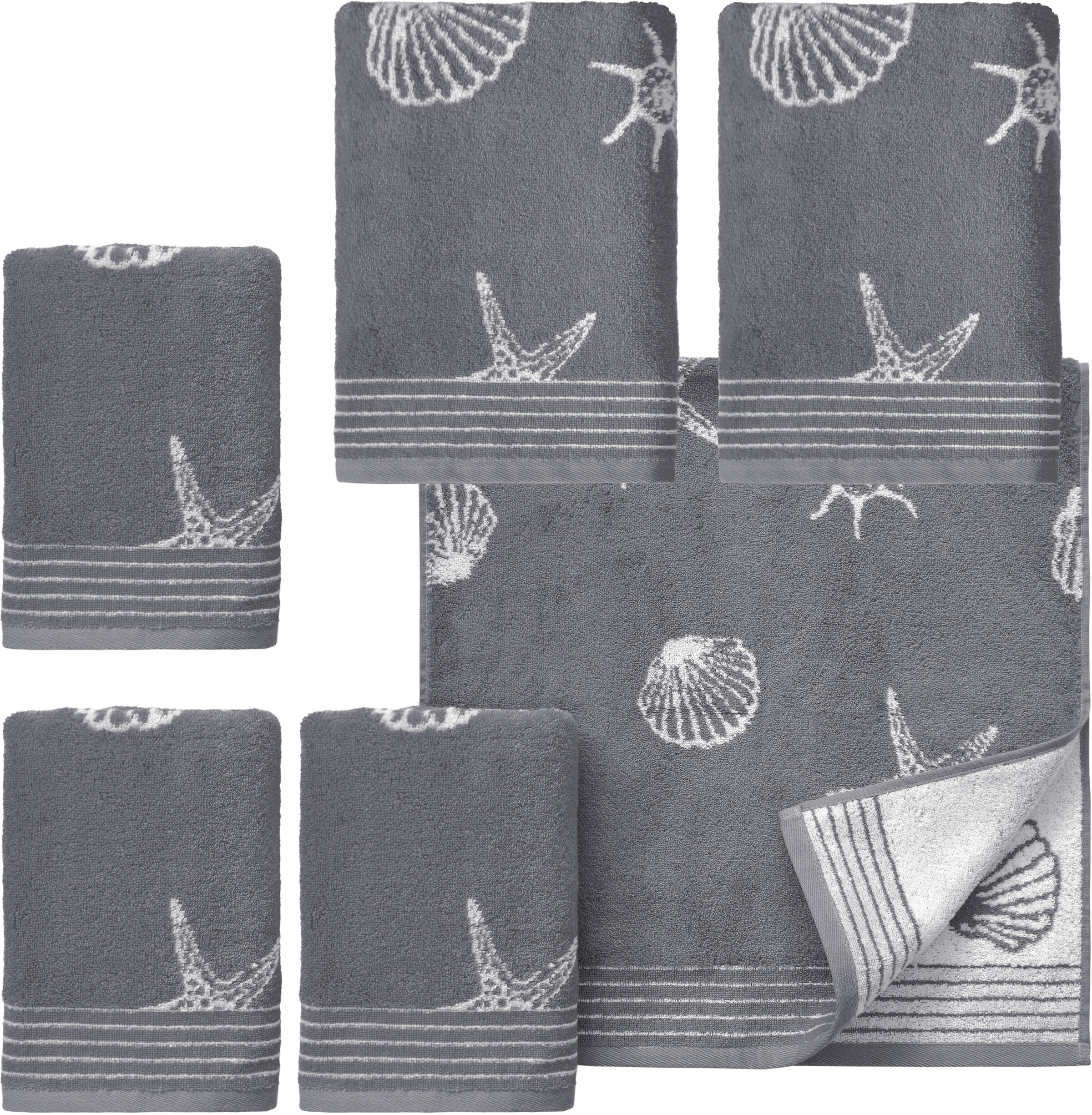Dyckhoff Set de serviettes »Seashell« Ensemble 6 cuis Frottee en feutre mit Muschelmuster; 4 Handtücher (50x100cm), 2 Duschtücher (70x140cm)