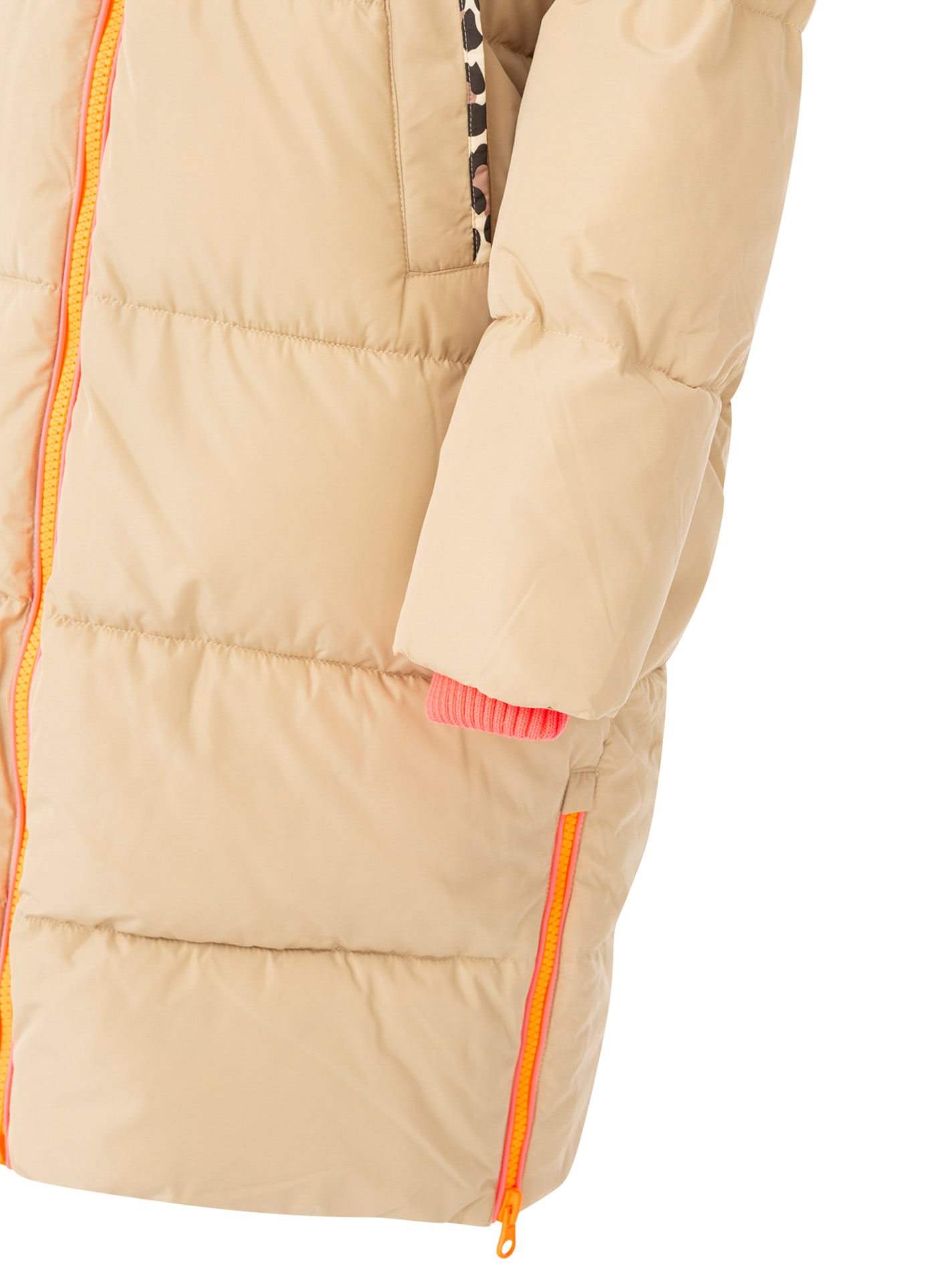 Zwillingsherz Manteau matelassé »„Leo Kapuze“« capuche avec doublure léopard, fermeture éclair, poches, poignets élastiques