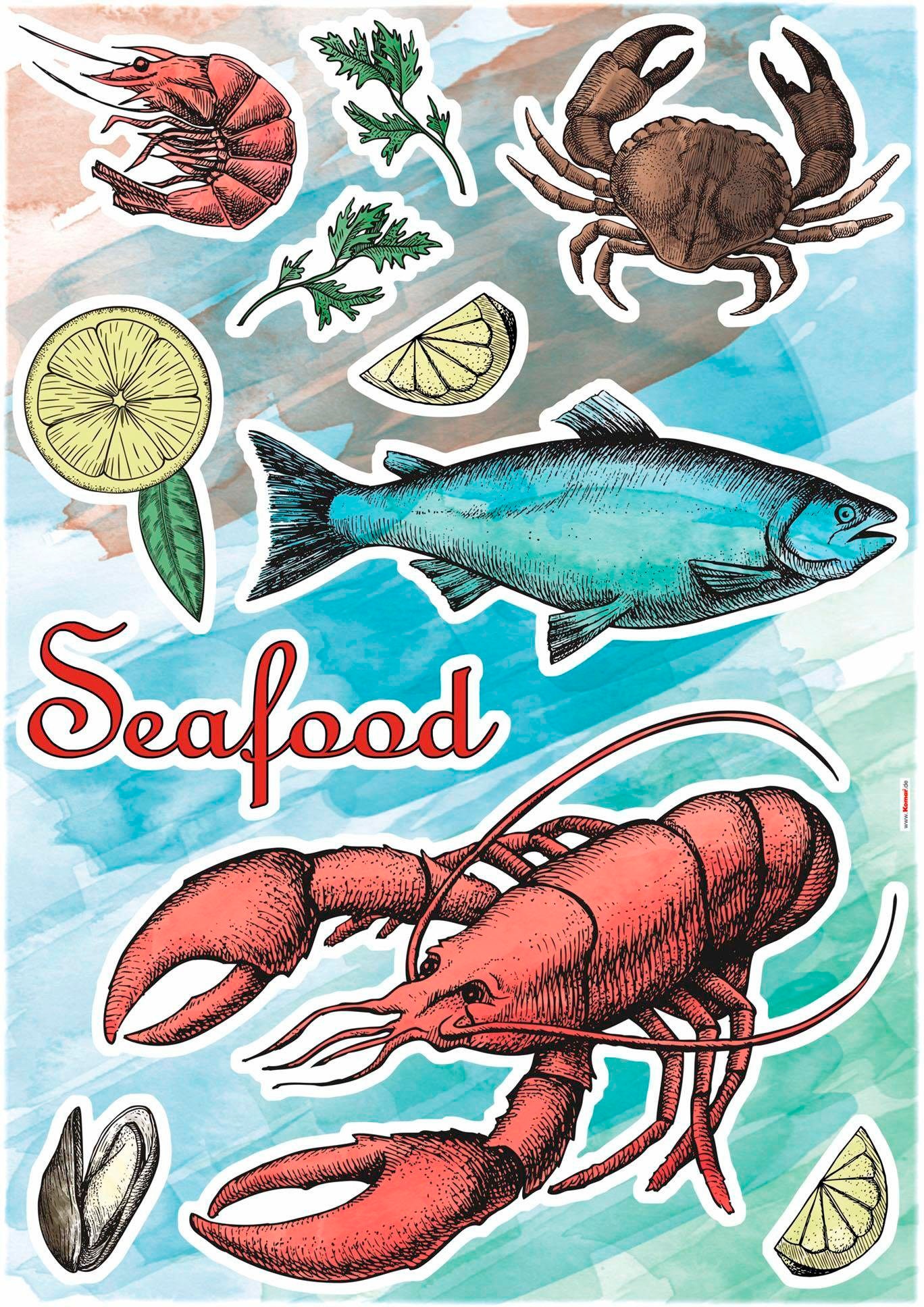 Wandtattoo »Seafood«, 50x70 cm (Breite x Höhe), selbstklebendes Wandtattoo