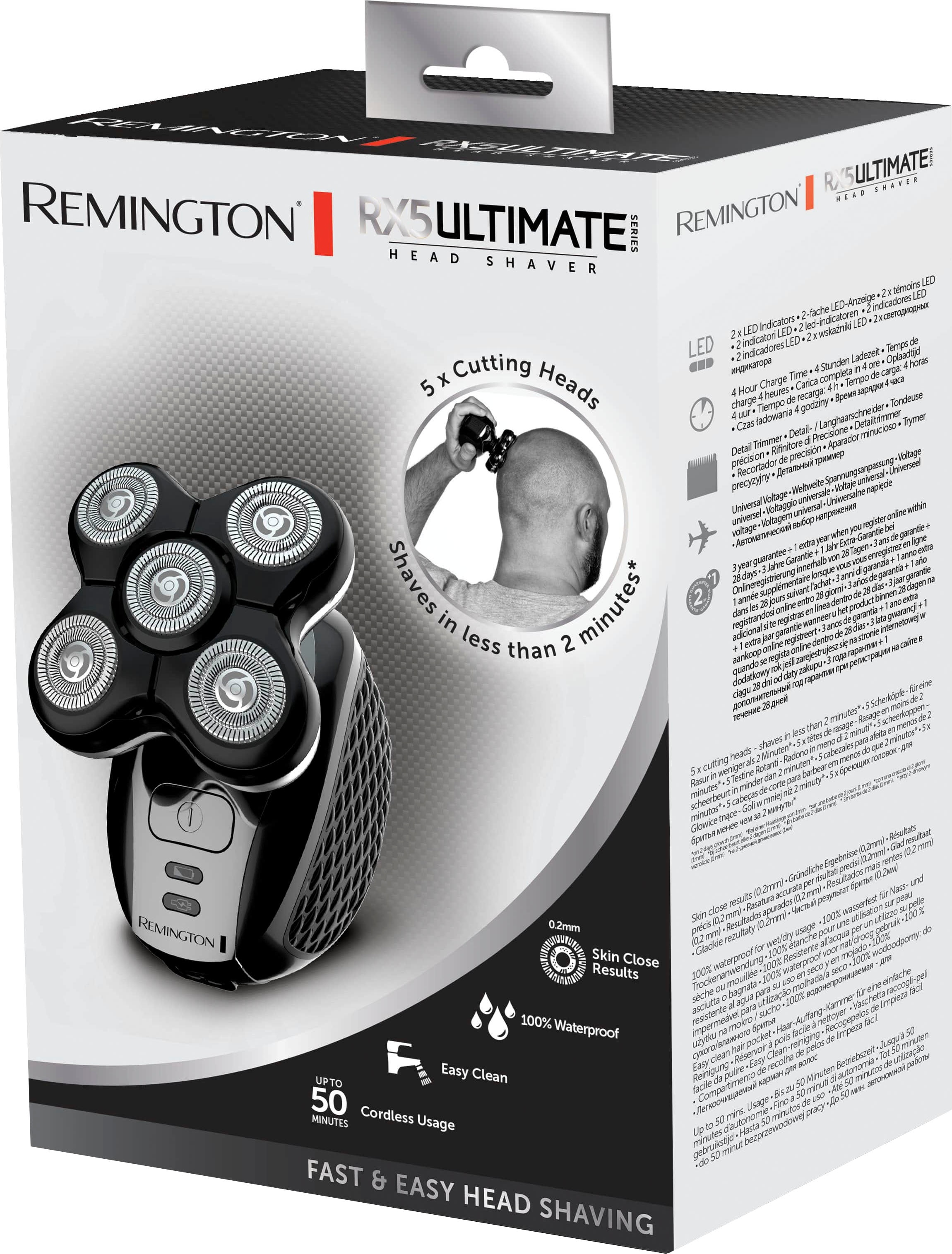 Remington Glatzen-Rasierer »Ultimate Series RX5, XR1500 -« 1 Aufsätze für Nass-& Trockenrasur, 100 %
wasserdicht, akkubetrieben-50 Min.