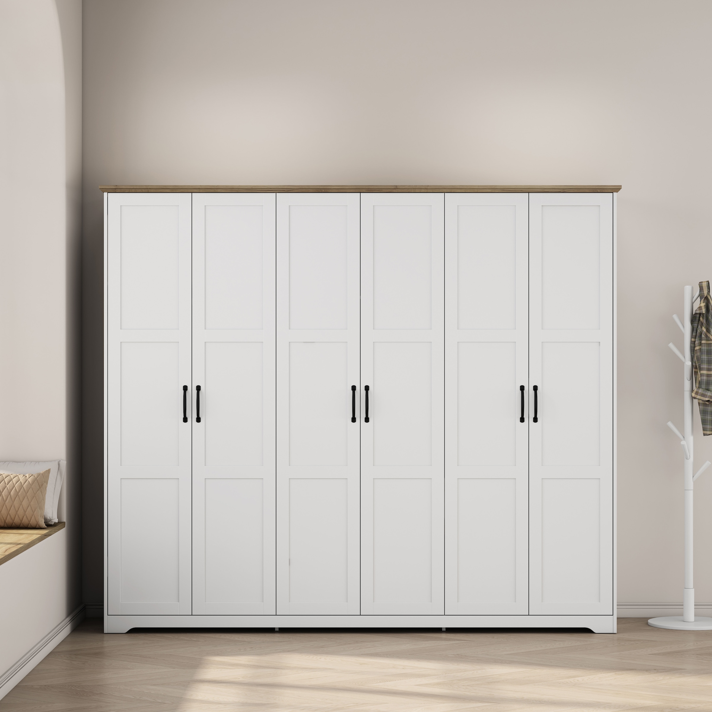 GOODproduct Kleiderschrank »Emmilia Schrank Schlafzimmerschrank im Landhaus Design« Mit vielen Einlegeböden und Softclose,  Landhaus Schrank mit  6 Türen Breite 226,5cm Höhe 2m