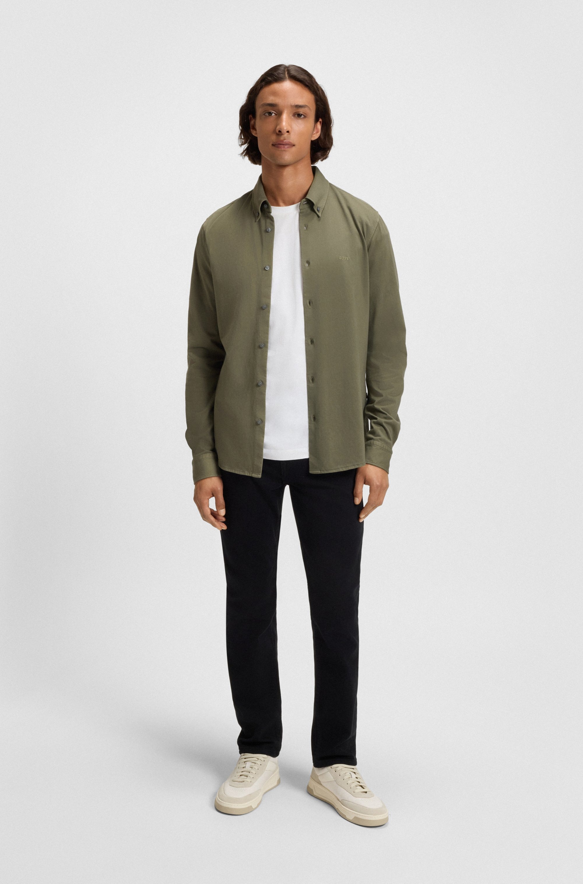 BOSS ORANGE Chemise à manches longues »Myjersey« mit Logo-Stickerei