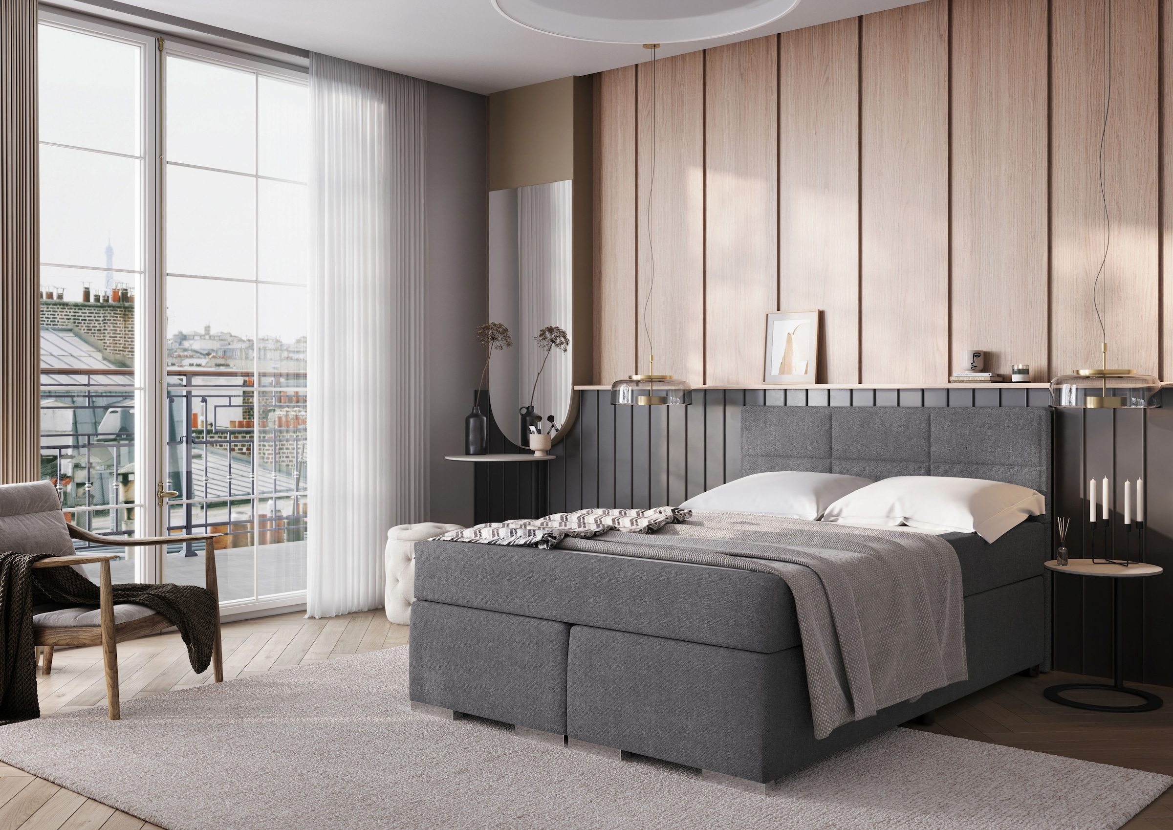FORTE Boxspringbett »ONE erhältlich in den Breiten 140cm, 160cm & 180cm« Bezugsstoff ist tierfreundlich und pflegeleicht, 