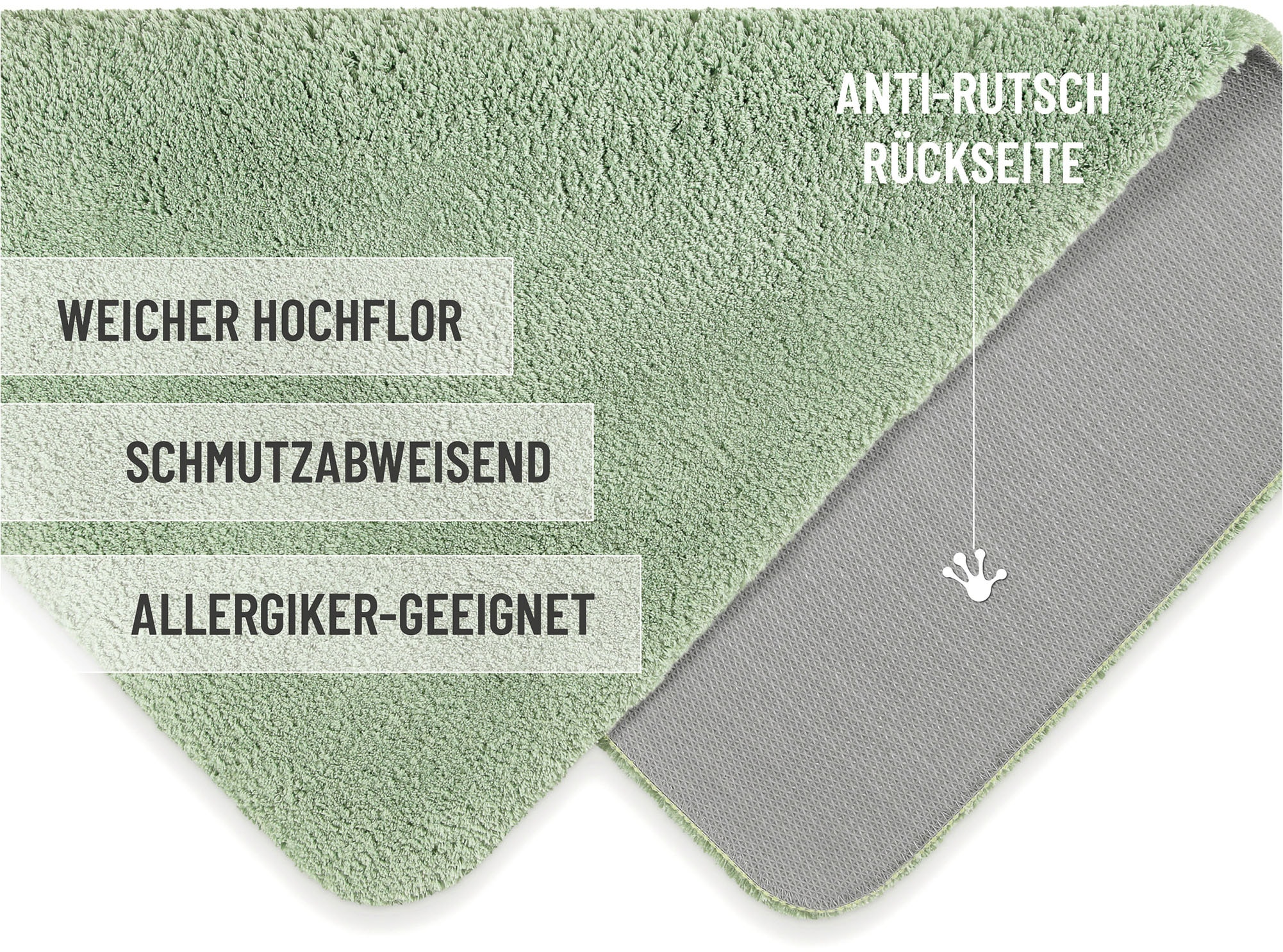 Homie Living Badematte »Porto Azzurro« Höhe 30 mm rutschhemmend beschichtet fussbodenheizungsgeeignet | schnell trocknend Badteppich, uni, rechteckig & rund, waschbar, Badezimmerteppich