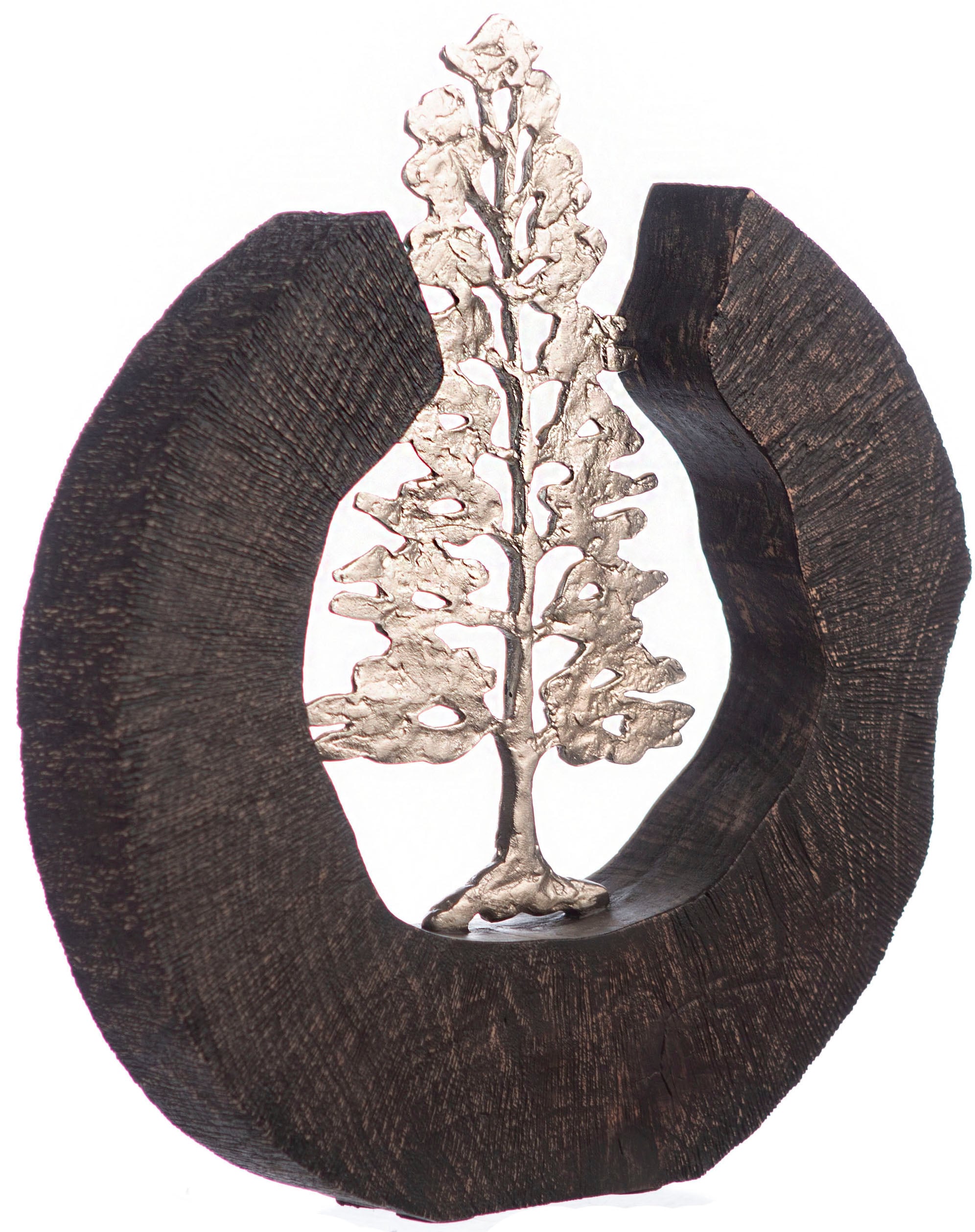 Fir Motiv Tree, Metall GILDE Baum, und Höhe kaufen schwarz/silber«, »Skulptur 39 cm, Holz, aus Wohnzimmer handgefertigt, Dekoobjekt