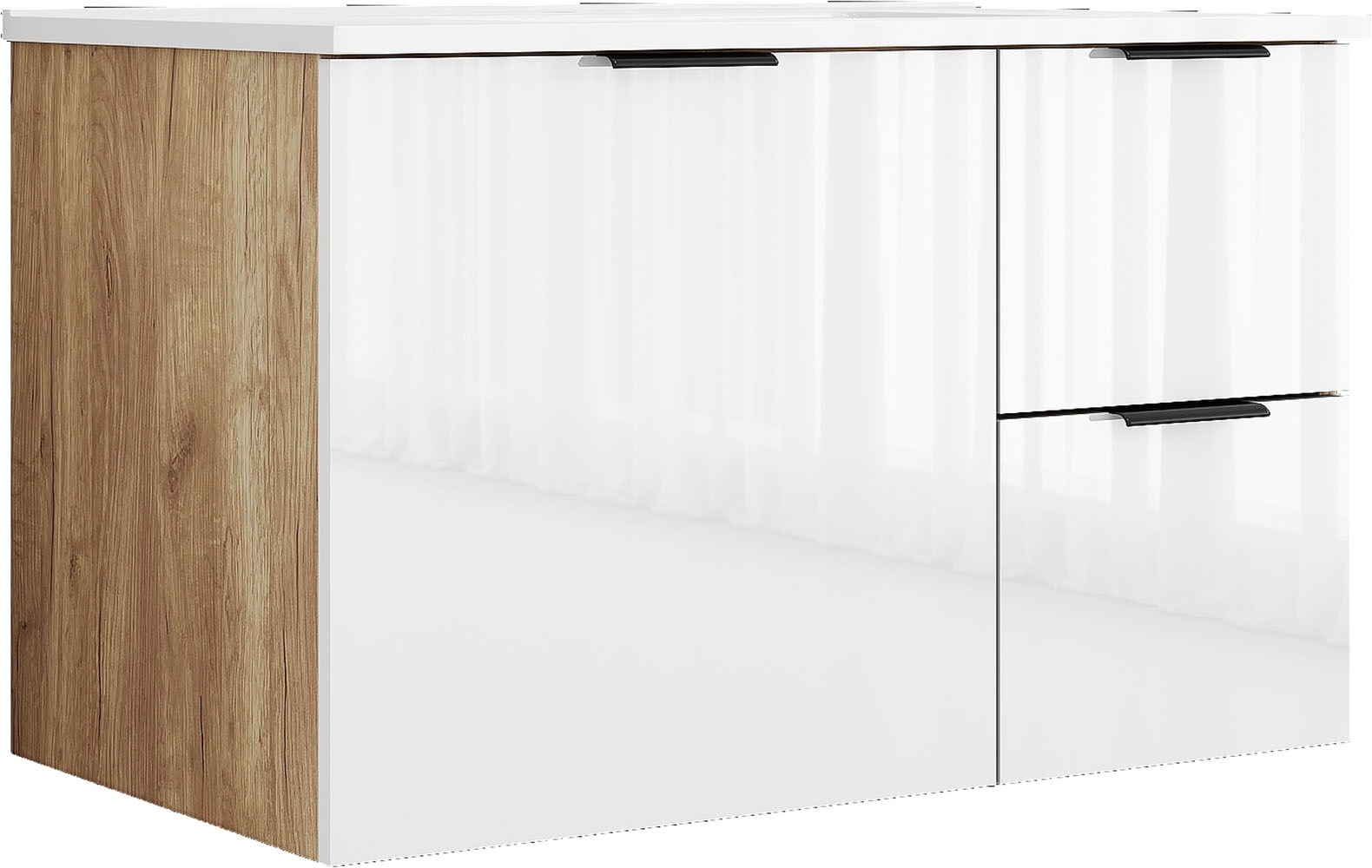 Image of GOODproduct Waschtisch "Picante" Waschplatz mit Keramikbecken, 80cm, 1Tür und 2 Schubladen, wandhängend