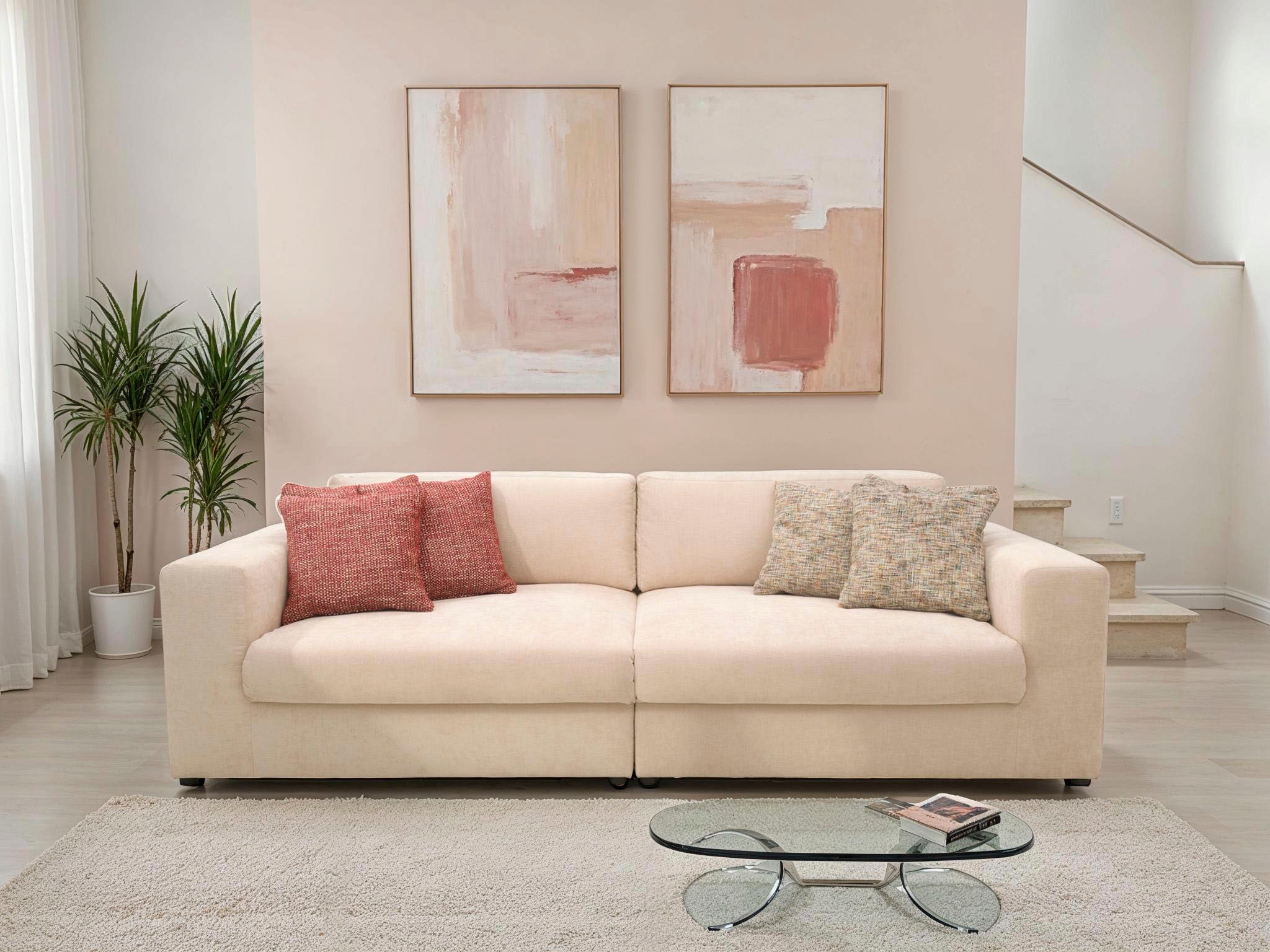 DOMO collection Big-Sofa »800025 Megasofa Breite 276cm, Taschenfederkern, fester Sitzkomfort«, pflegeleichter, edler Strukturstoff, Chenille-Optik aus 100% Polyester