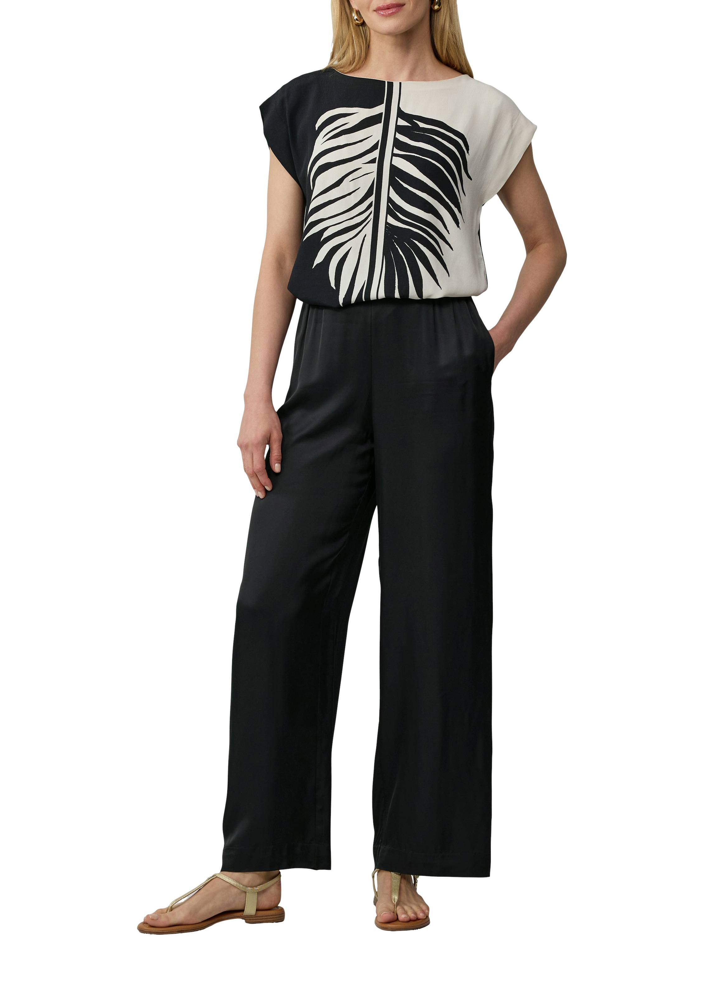 s.Oliver BLACK LABEL T-Shirt, mit floralem Print, im Colorblocking-Style