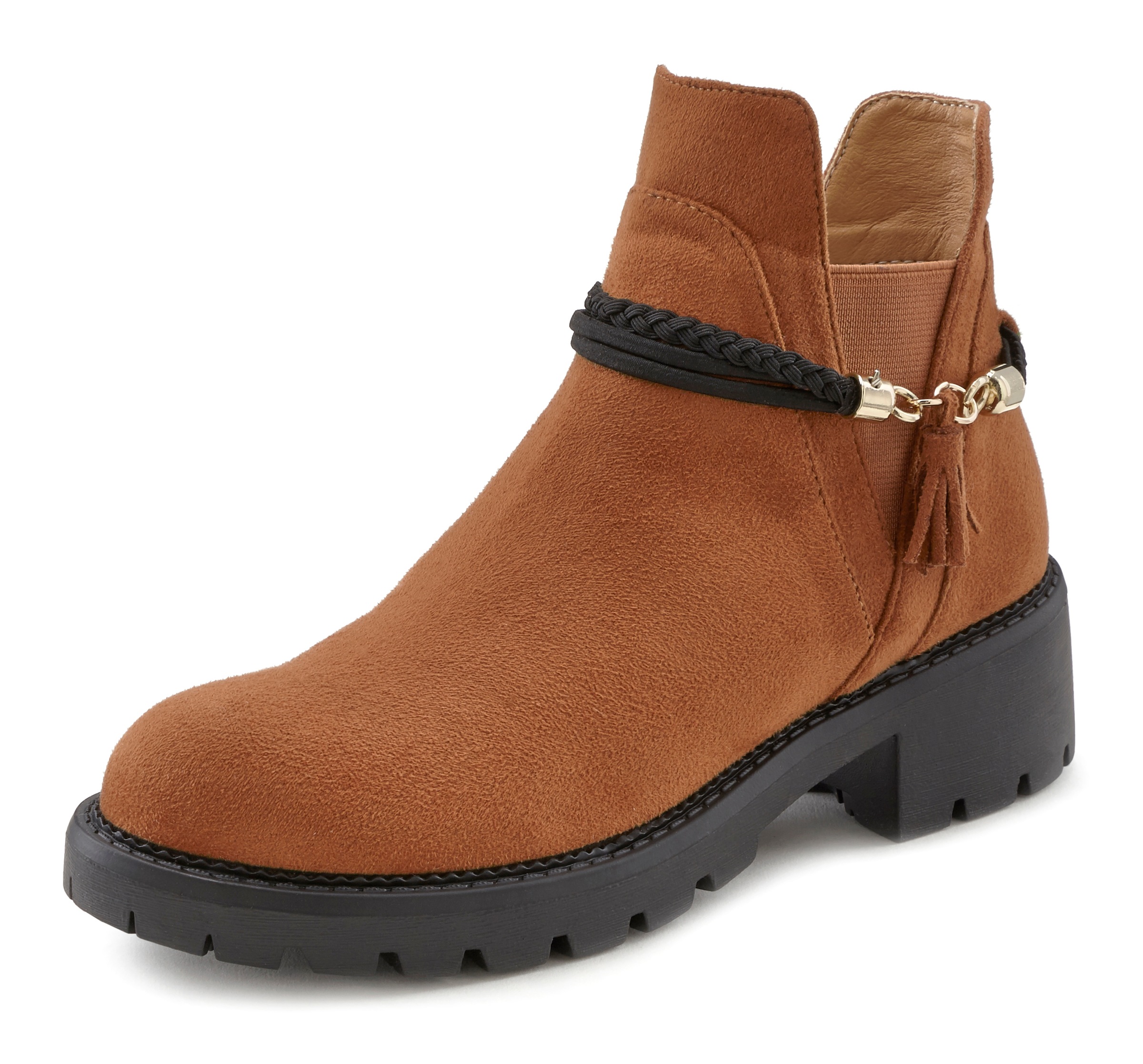Image of LASCANA Stiefelette, mit abnehmbarem Band und Chunky-Sohle vegan bei Ackermann Versand Schweiz