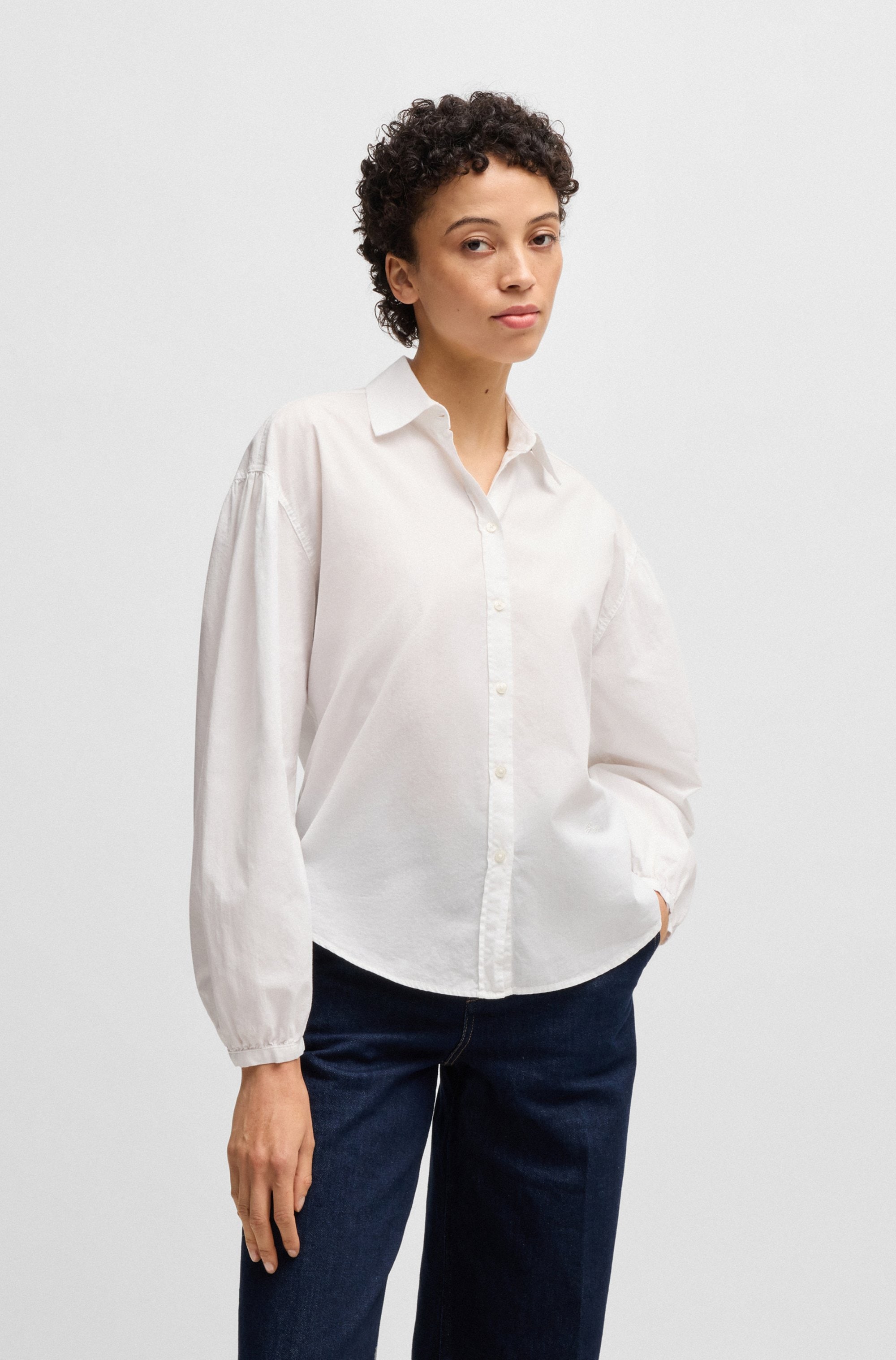 Image of BOSS ORANGE Klassische Bluse "Barby Premium Damenmode" mit BOSS Logo auf der Brust