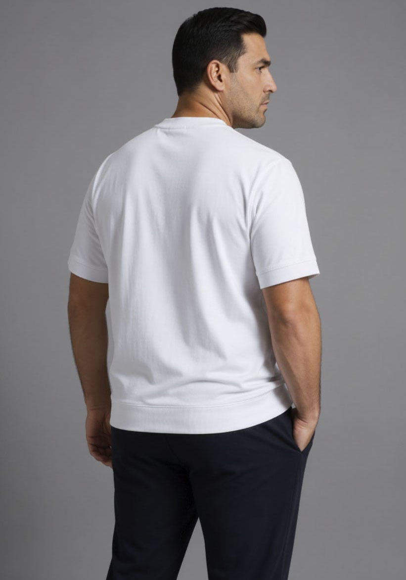 Man's World Plus Rundhalsshirt »auch in Grosse Grössen bis Gr. 7XL Bauch-Fit mit breitem Saumbündchen« 2er-Pack,  Regular Fit, Kurzarm, unifarben, auch in grossen Grössen