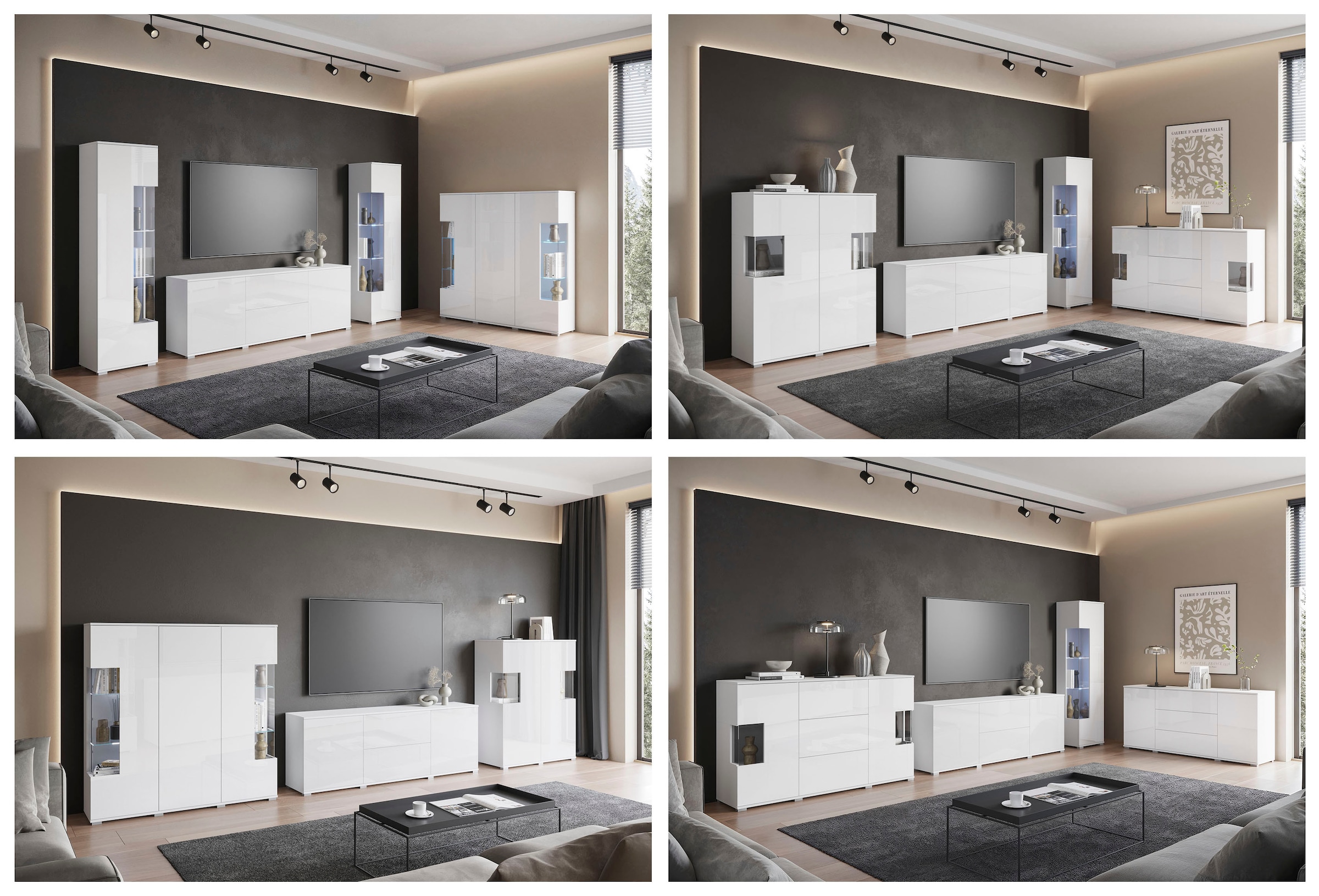 GOODproduct Vitrine »Kenia, stehend und hängend, Türanschlag wechselbar« 1 Stk. tlg. Vitrineschrank mit Glastüren 160 cm Höhe