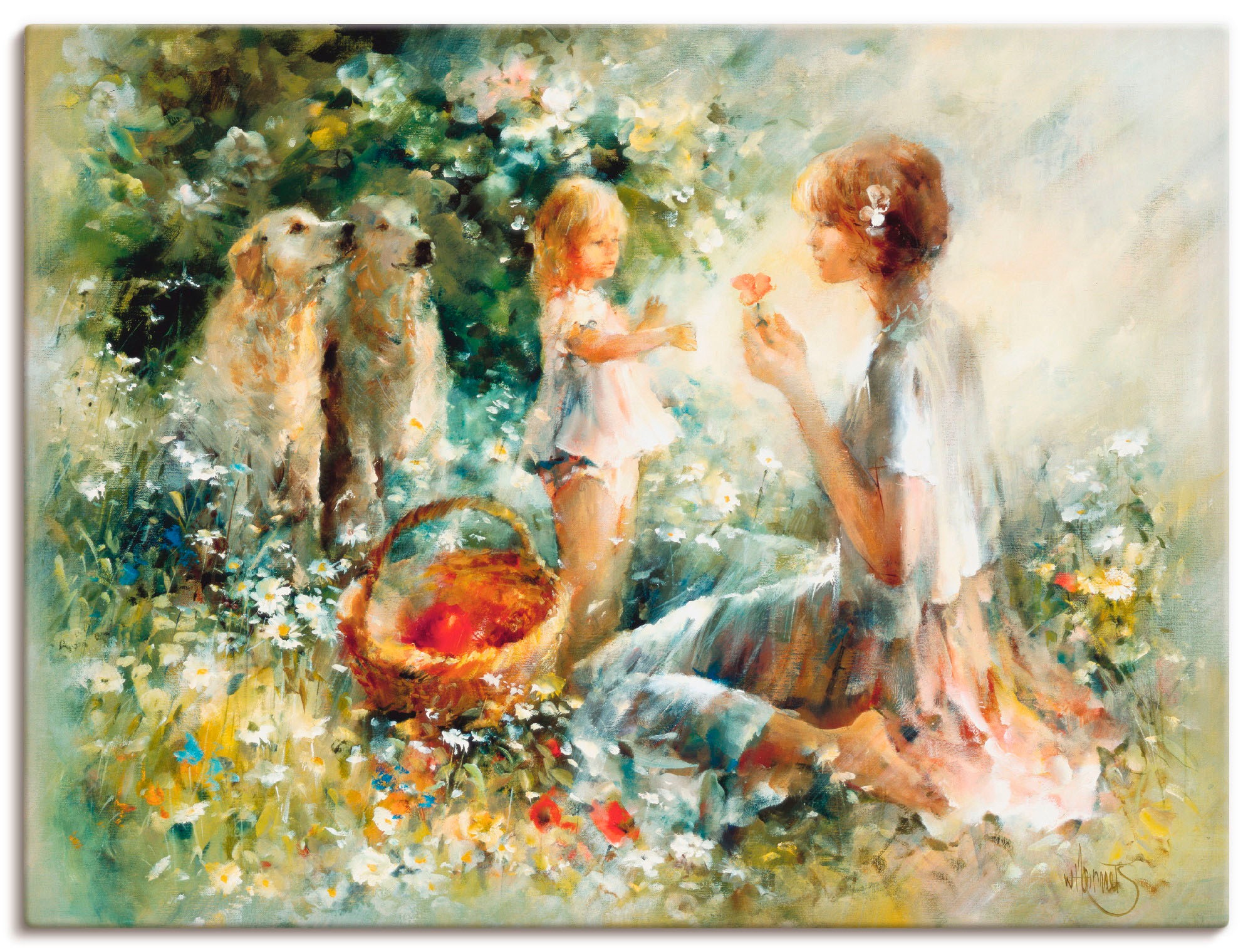 Image of Artland Leinwandbild "Picknick" Gruppen & Familien 1 Stk. tlg. auf Holzrahmen gespannt