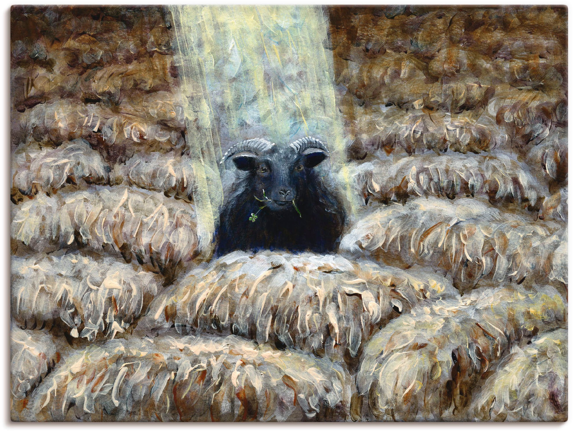 Image of Artland Leinwandbild "Schwarzes Schaf" Haustiere 1 Stk. tlg. auf Holzrahmen gespannt