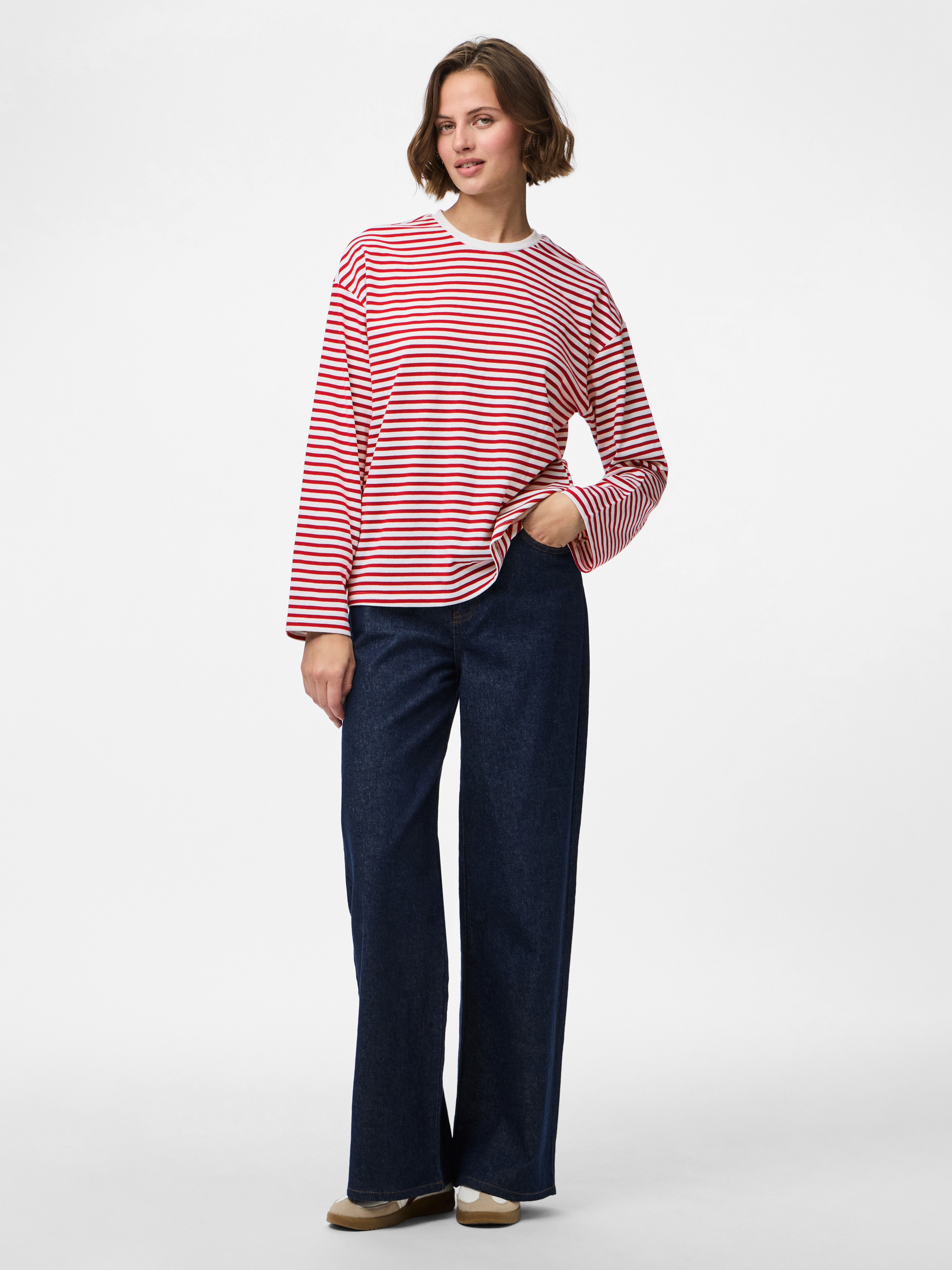 pieces T-shirt à manches longues »PCSADIE LS TOP JRS NOOS« mélange de coton, oversize