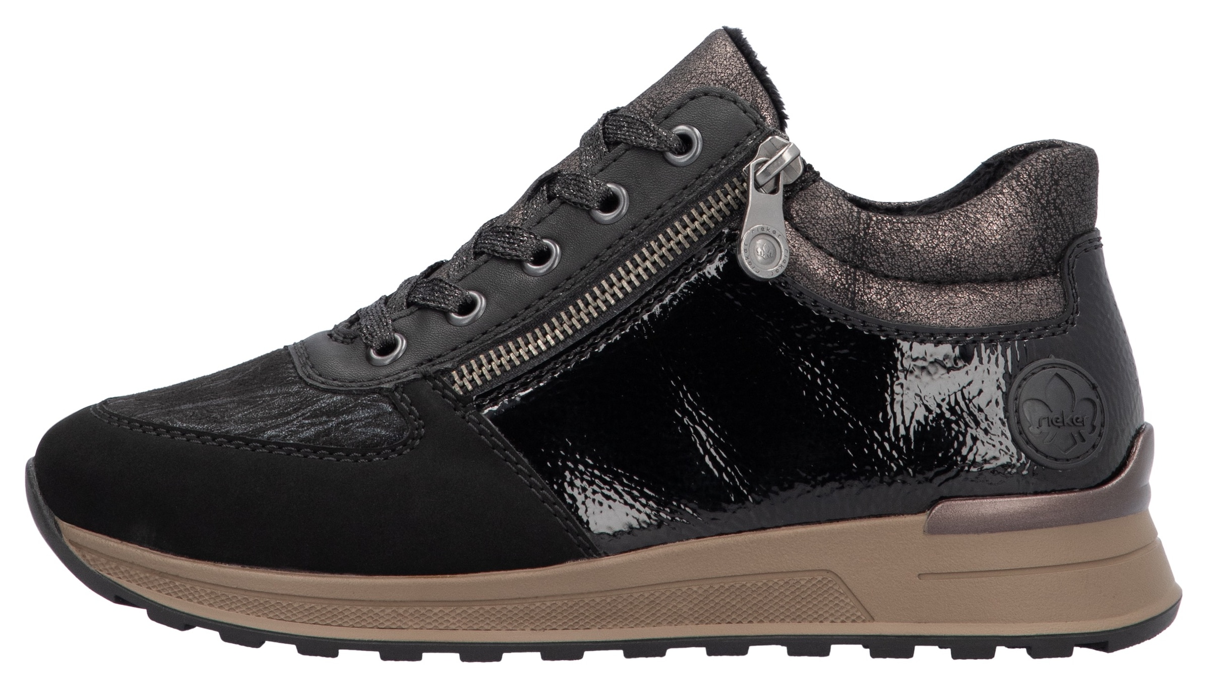 Rieker Sneaker  , Freizeitschuh, Halbschuh, Schnürschuh mit seitlichem Reissverschluss