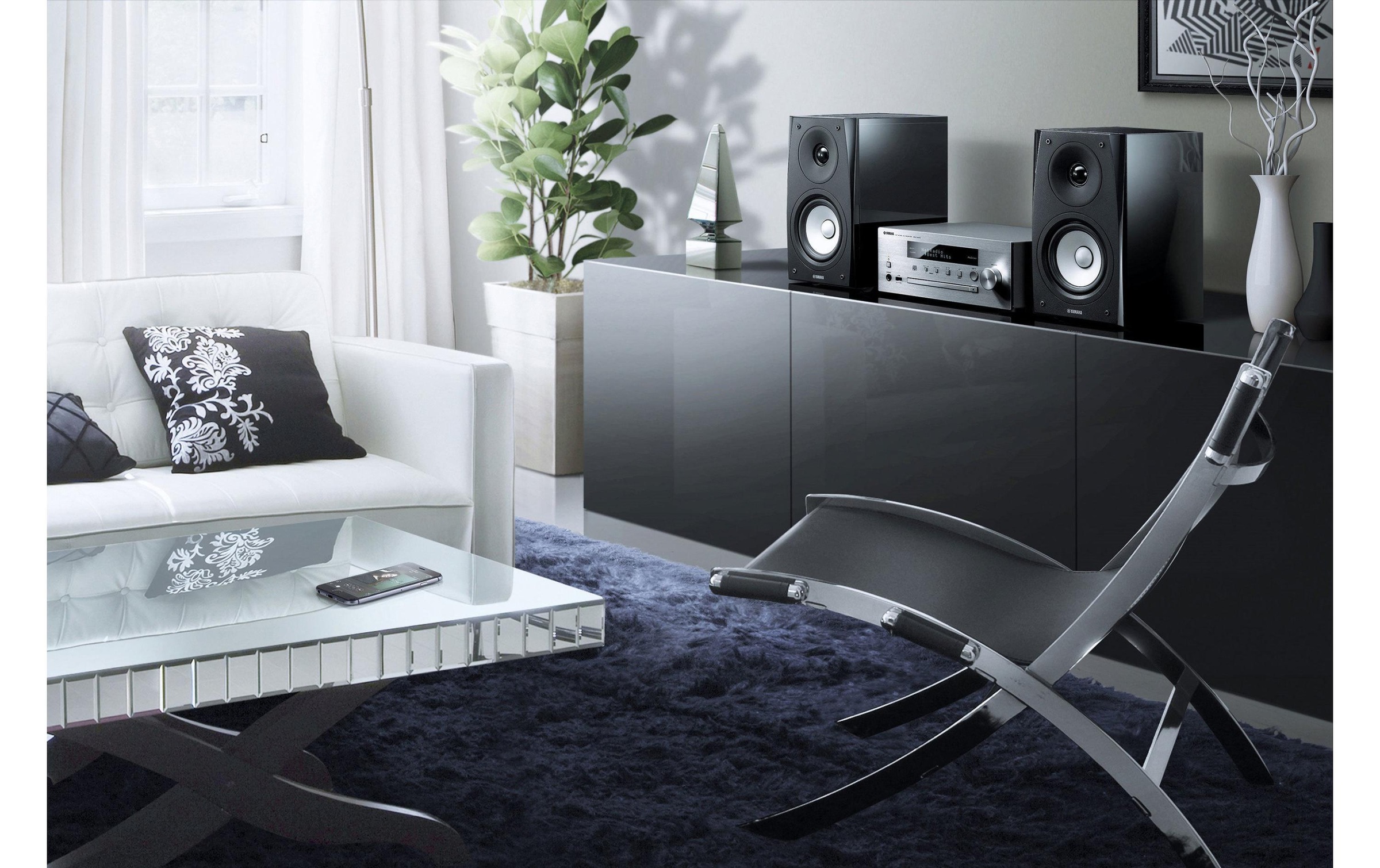 Yamaha Microanlage »MusicCast MCR-N570 DAB Schwarz Silber«, (Bluetooth-WLAN Digitalradio (DAB+)-FM-Tuner)